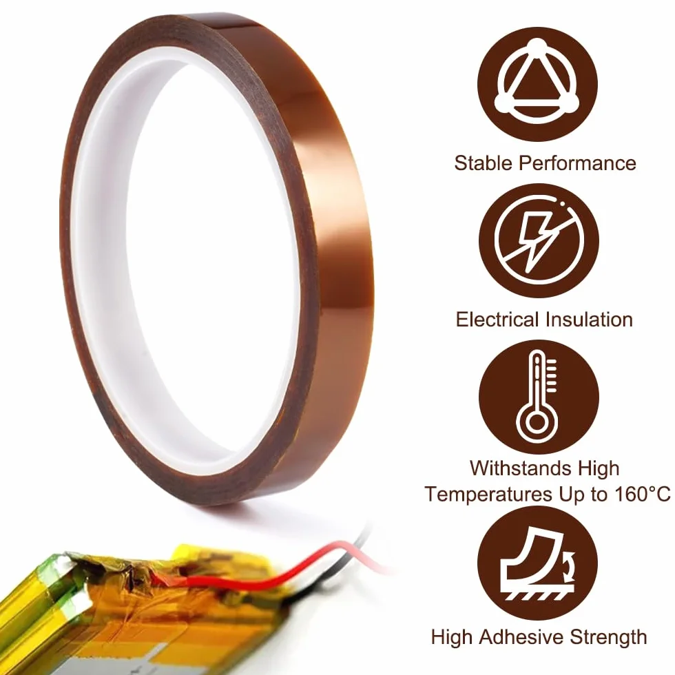 5 Piezas Cinta Termica Sublimacion,3/6/8/12/25mm x 33m Alta Temperatura Cinta,Cintas de Alta Temperatura para Impresora 3D,para Soldar,Electricidad,Enmascarar,Soldar y Sublimación (Marrón)