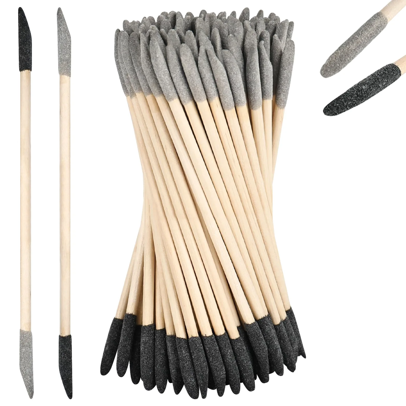 100 varillas de lijado, granularidad con 150# negro/280# gris con doble hilo de lijado fino para modelismo Gundam, artesanía de madera, pulido de uñas