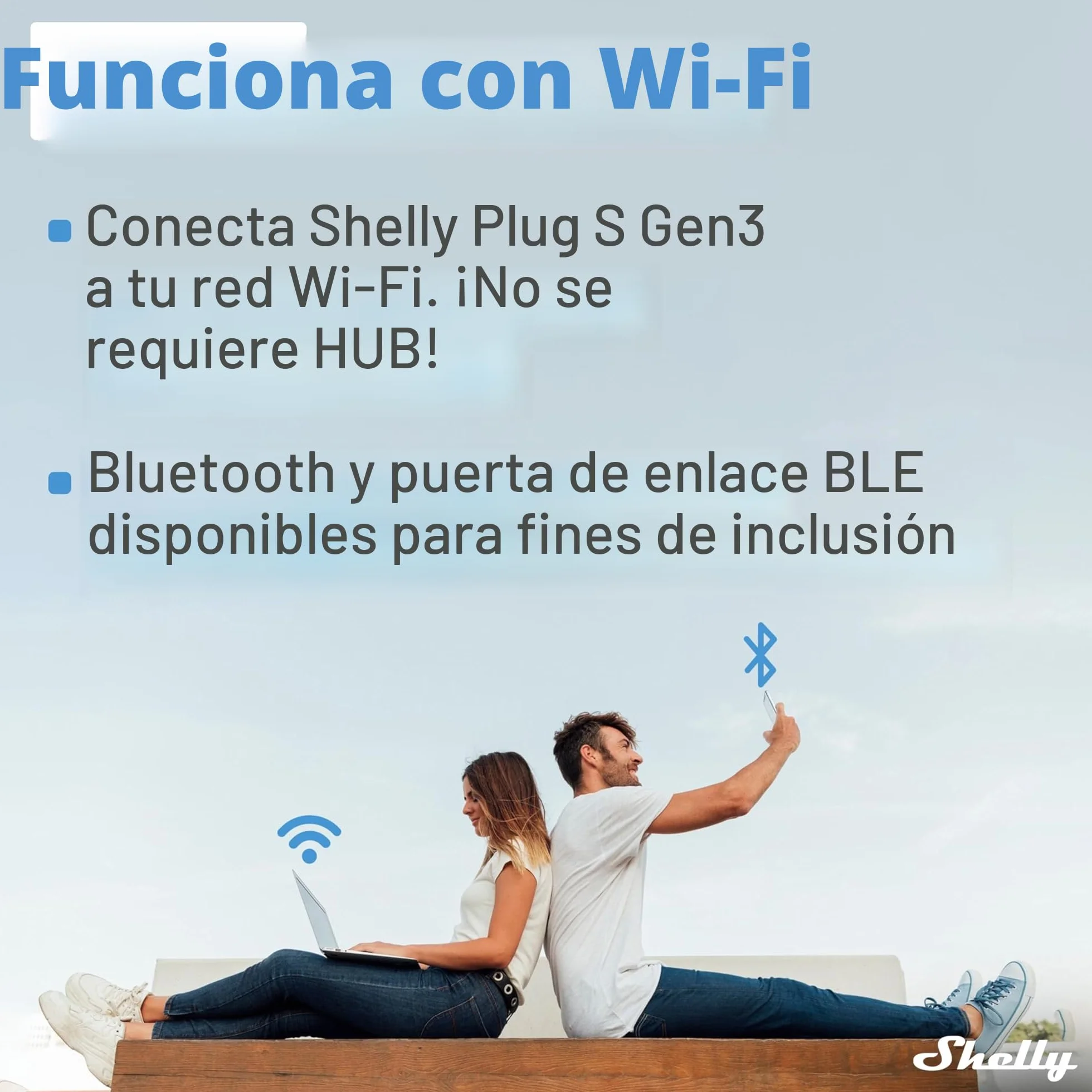 Shelly Plug S MTR Gen3- Blanco, Enchufe Inteligente Wi-Fi con Matter, Con Medidor de Consumo y Indicador LED, Control Remoto por App y por Voz, Alexa, Google Home,SmartThings