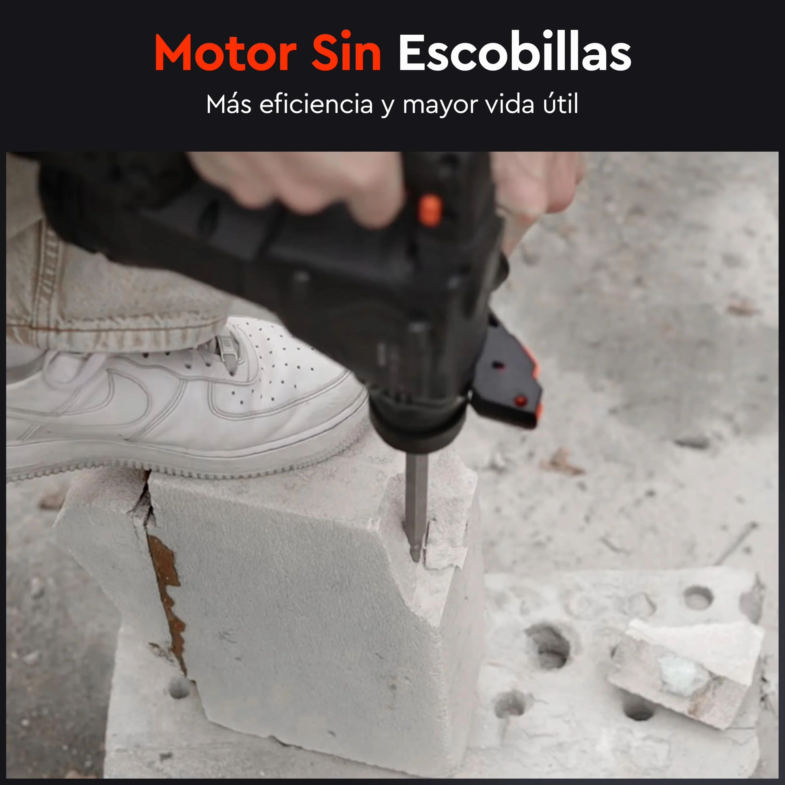 Martillo Perforador SDS Plus 20V Brushless con Batería 4Ah y Cargador, 4J, Ø26 mm Hormigón Armado, Antivibración, Protección Antirretroceso, DHR-203 BCX
