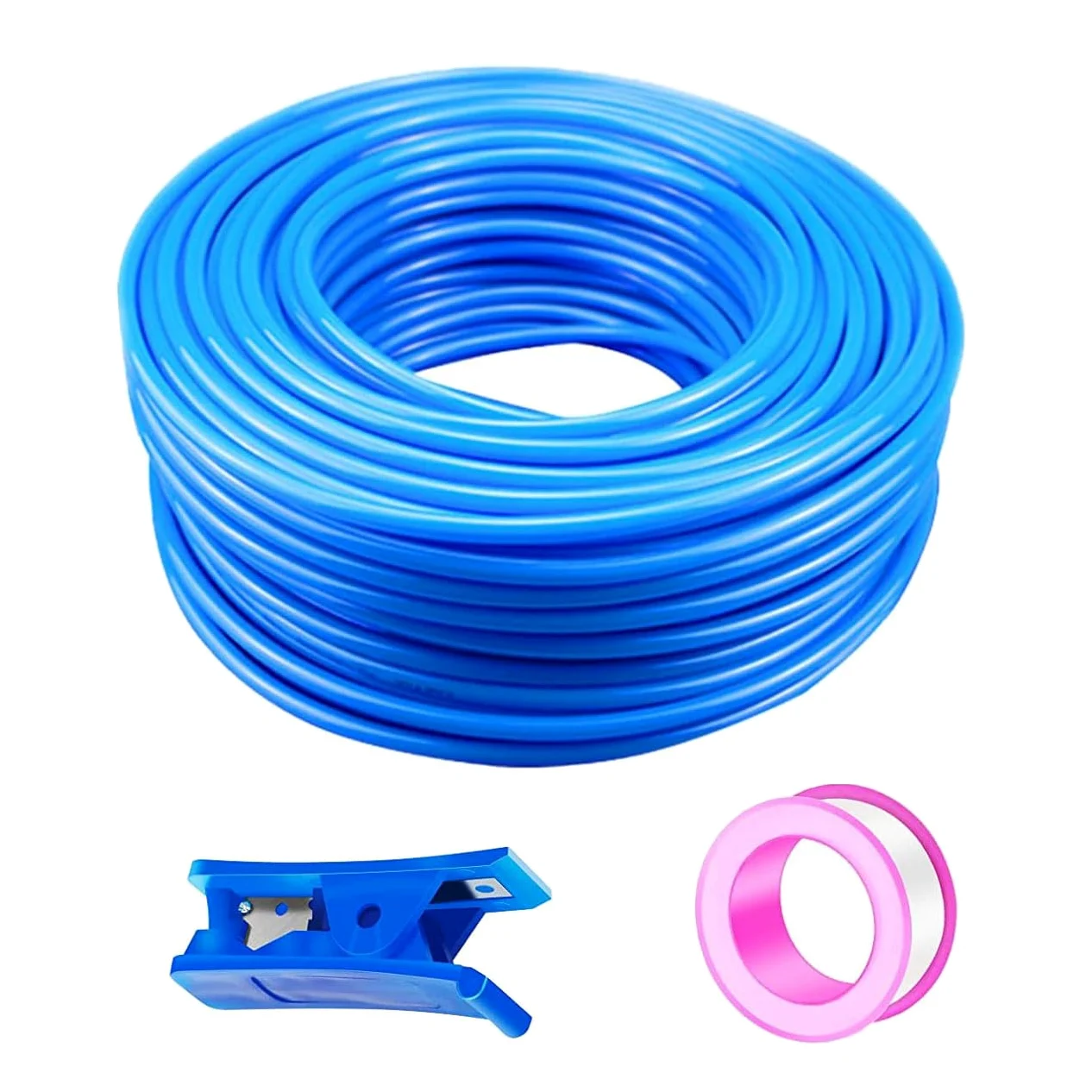 50 Metros Manguera Neumática 6mm OD/4mm ID,Azul Tubo Compresor Aire.Poliuretano PU Manguera de Aire Tubo Kit para la línea de aire o tubería de transferencia de fluidos