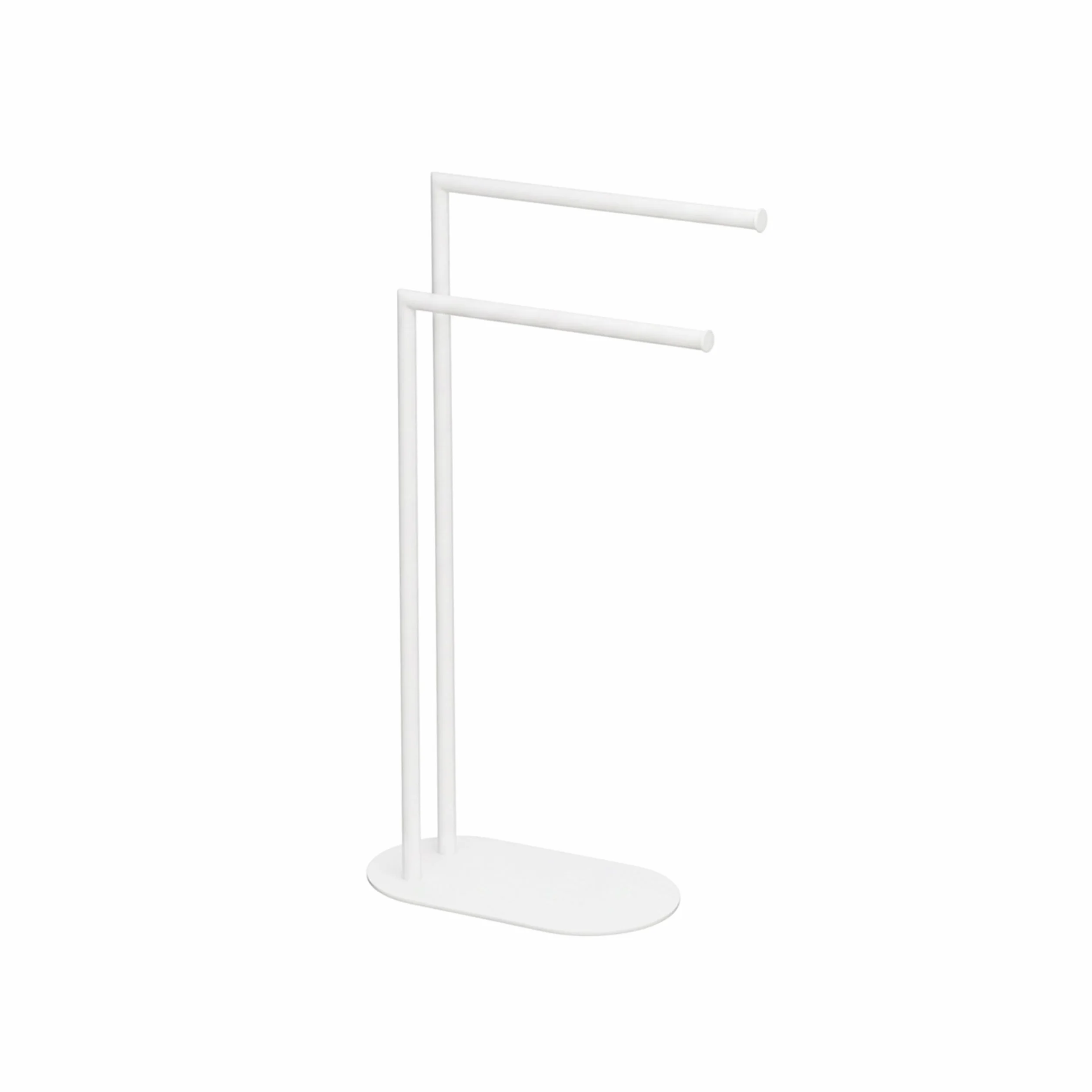 Toallero Relaxdays de pie, Metal, 2 Barras Ajustables, 78,5 x 38,5 x 17 cm, Blanco