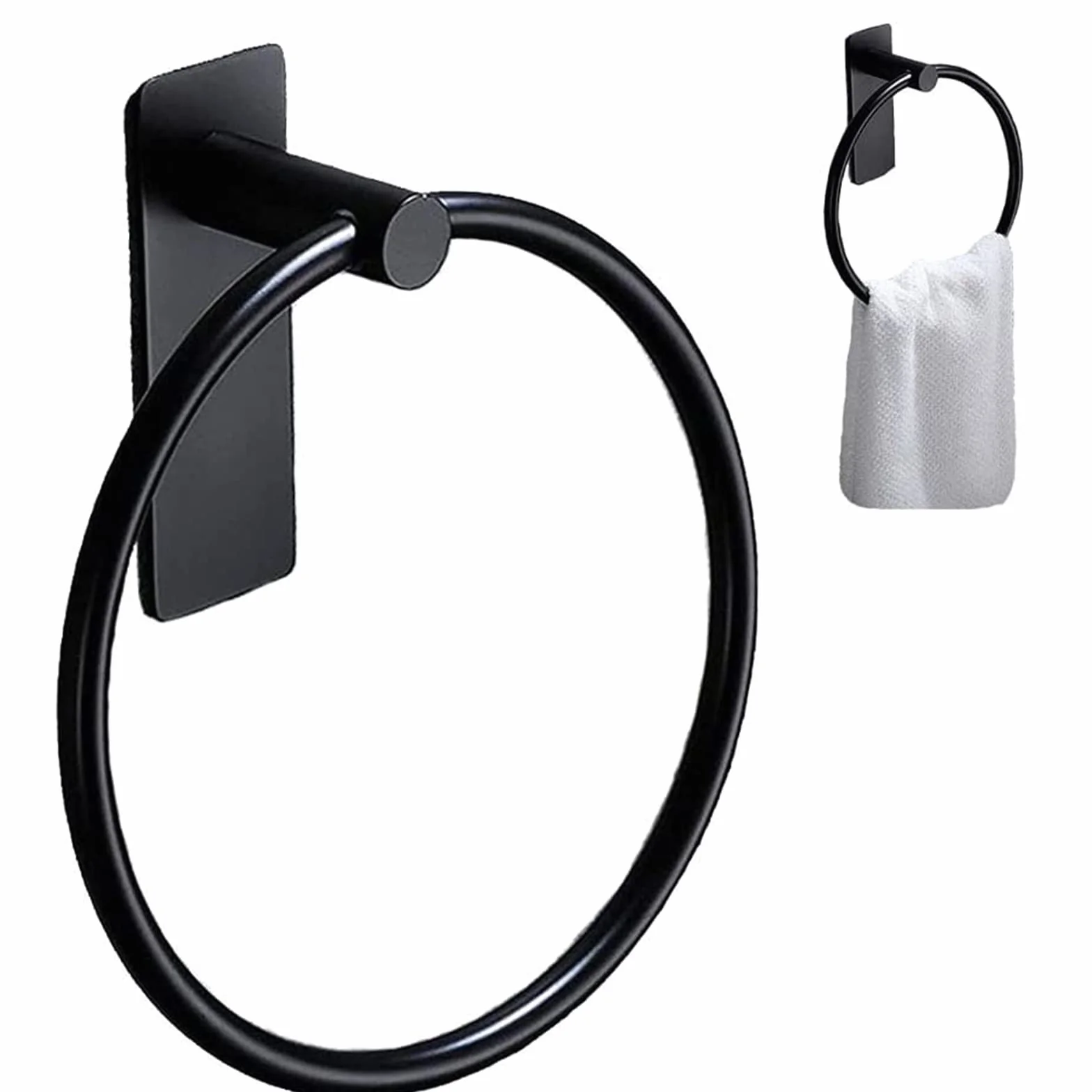 Toallero de Anilla Negro Acero Inoxidable Montaje en Pared para Baño Cocina