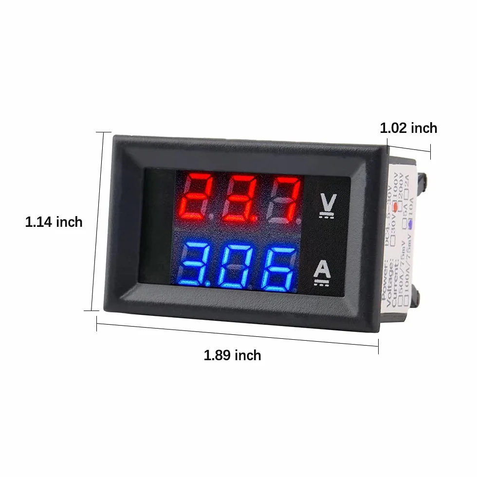 2 piezas 0.28"LED Digital Voltímetro Amperímetro DC 0-100V 10A, Volt Amp 2in1 Tester para 12V / 24V Multímetro Amperaje Medidor Volt Amp Amper Panel