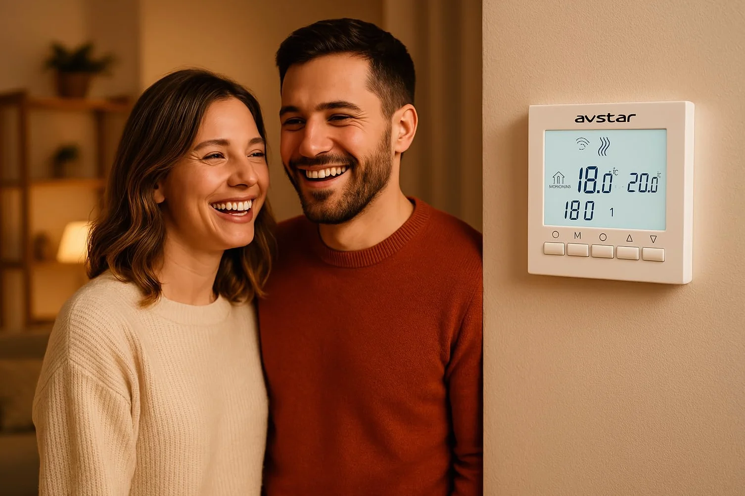 AVStar - Termostato Inteligente Digital programable para calefacción de calderas de Gas - Pantalla LCD para Facilidad de Control y programación (Blanco)