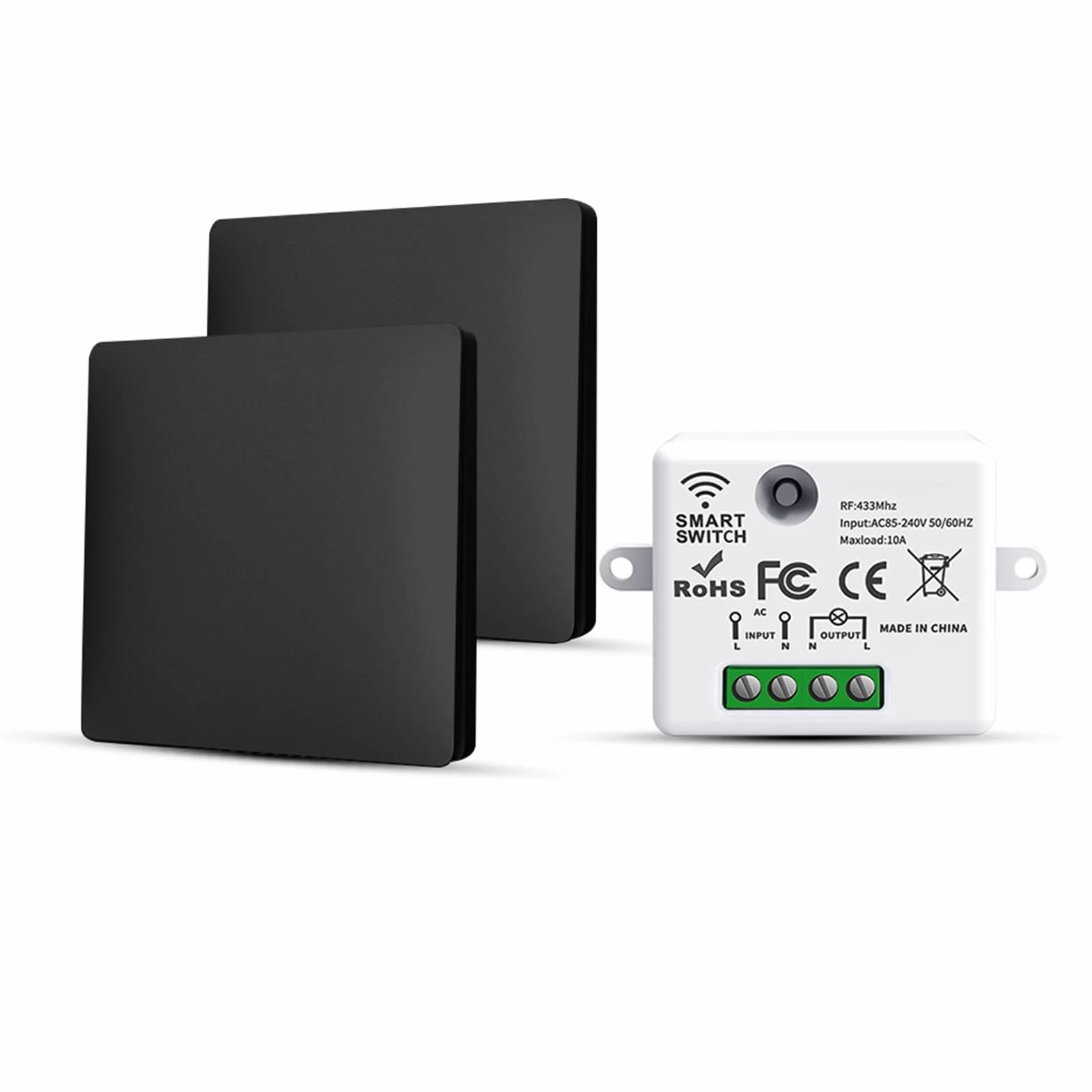Interruptor Inalámbrico, 3 Interruptores de Iluminación Sin Batería Inalámbricos de Ida y Vuelta Con Transmisor y Controlador Receptor RF433 10A 240V (Kit 2 Vías)