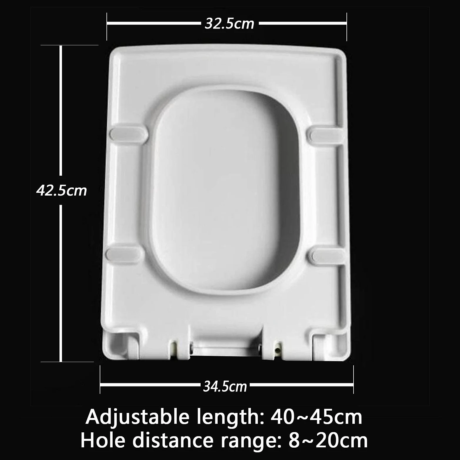 Asientos de inodoro de cierre suave Blanco | Asiento de inodoro cuadrado con liberación rápida | Fijación Superior Simple, Asientos de Inodoro Estándar, Bisagras Reductoras Ajustables,blanco-40~45cm*