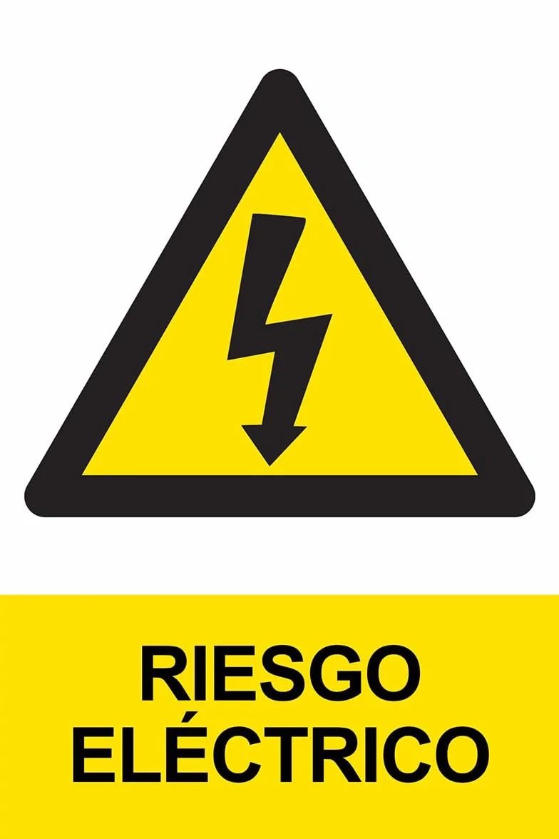 WS007 - Señal Adhesiva de Riesgo Eléctrico 10x15cm Pegatina de Peligro eléctrico homologada Cartel ideal para cuadros eléctricos y maquinaria industrial