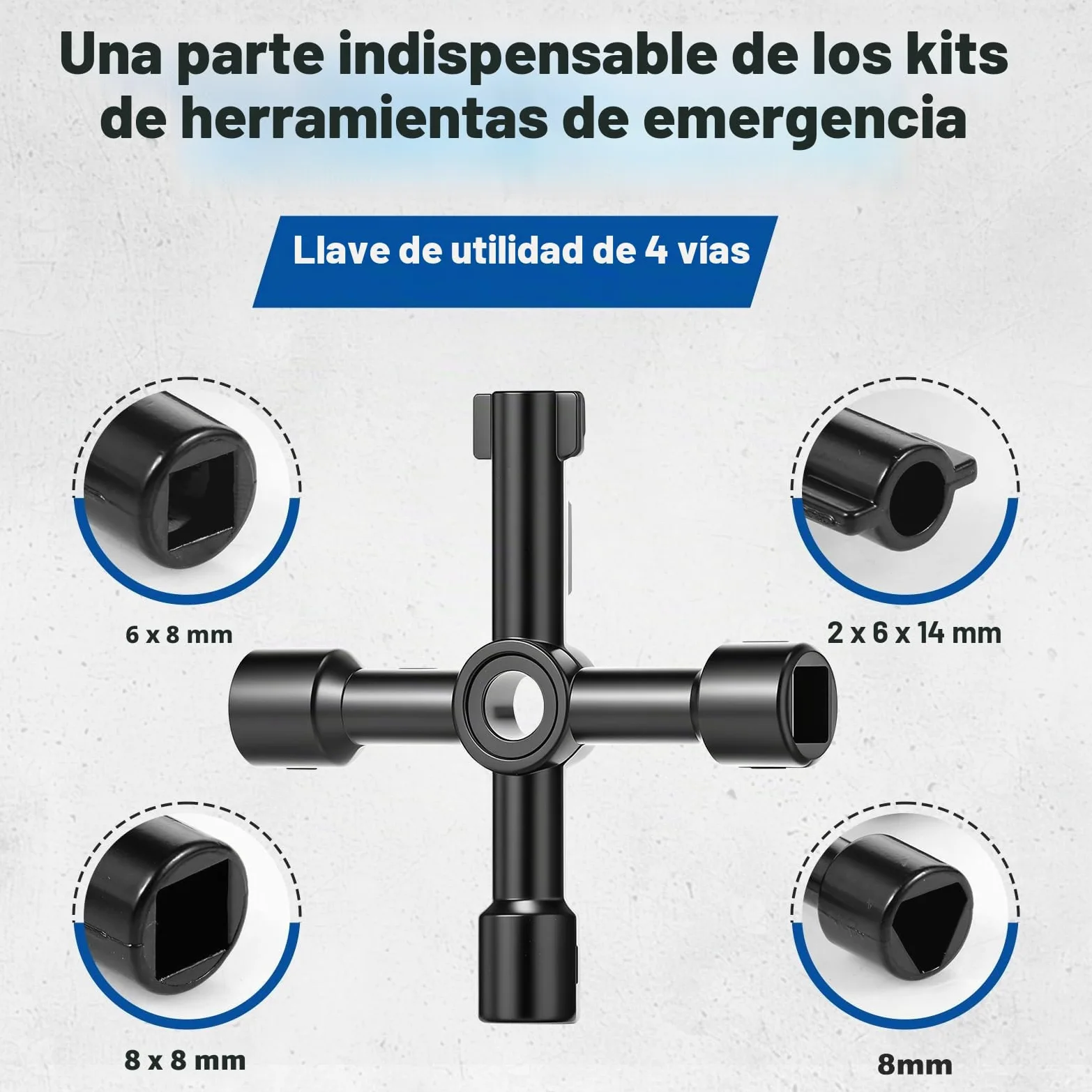 Llave para medidor de agua con herramienta de 4 vías, llave de cierre en T de acero al carbono, 43-94 cm, ajustable en longitud, llave universal para mantenimiento de tuberías de agua y
