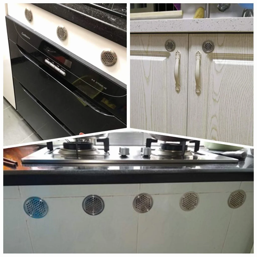 Cubiertas de ventilación circulares de 53 mm de acero inoxidable con orificio de malla para armario, baño, oficina, cocina, ventilación de 20 piezas