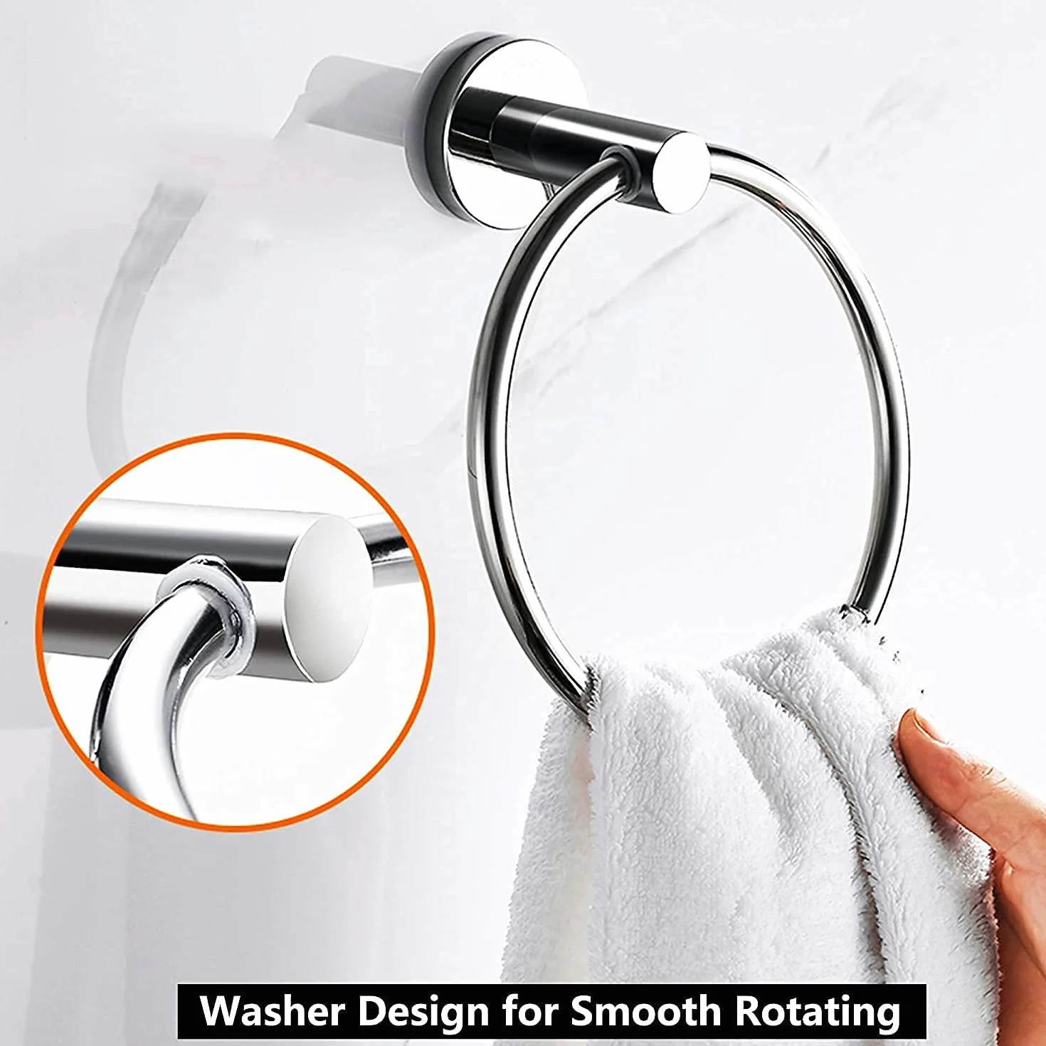 Toallero de acero inoxidable 16 cm redondo plateado para pared
