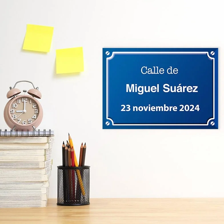 Placa de calle personalizada (Original) | PVC Comacel | 19x27 cm | Resistente, ligera y duradera | Cartel señalización interior