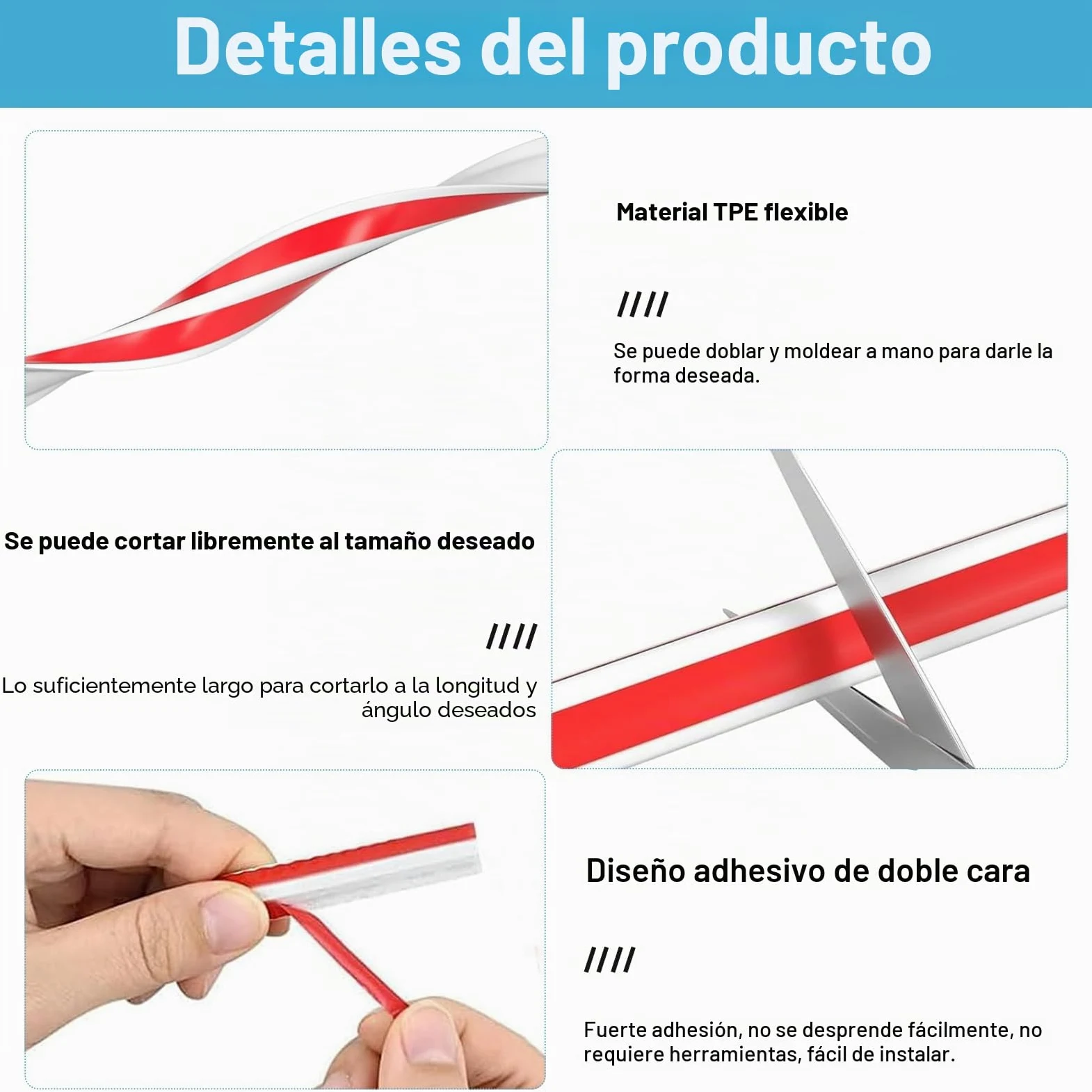 Molduras decorativas flexibles autoadhesivas para techo, 27 mm x 20 mm, de TPE, autoadhesivas, para bordes de pared, azulejos