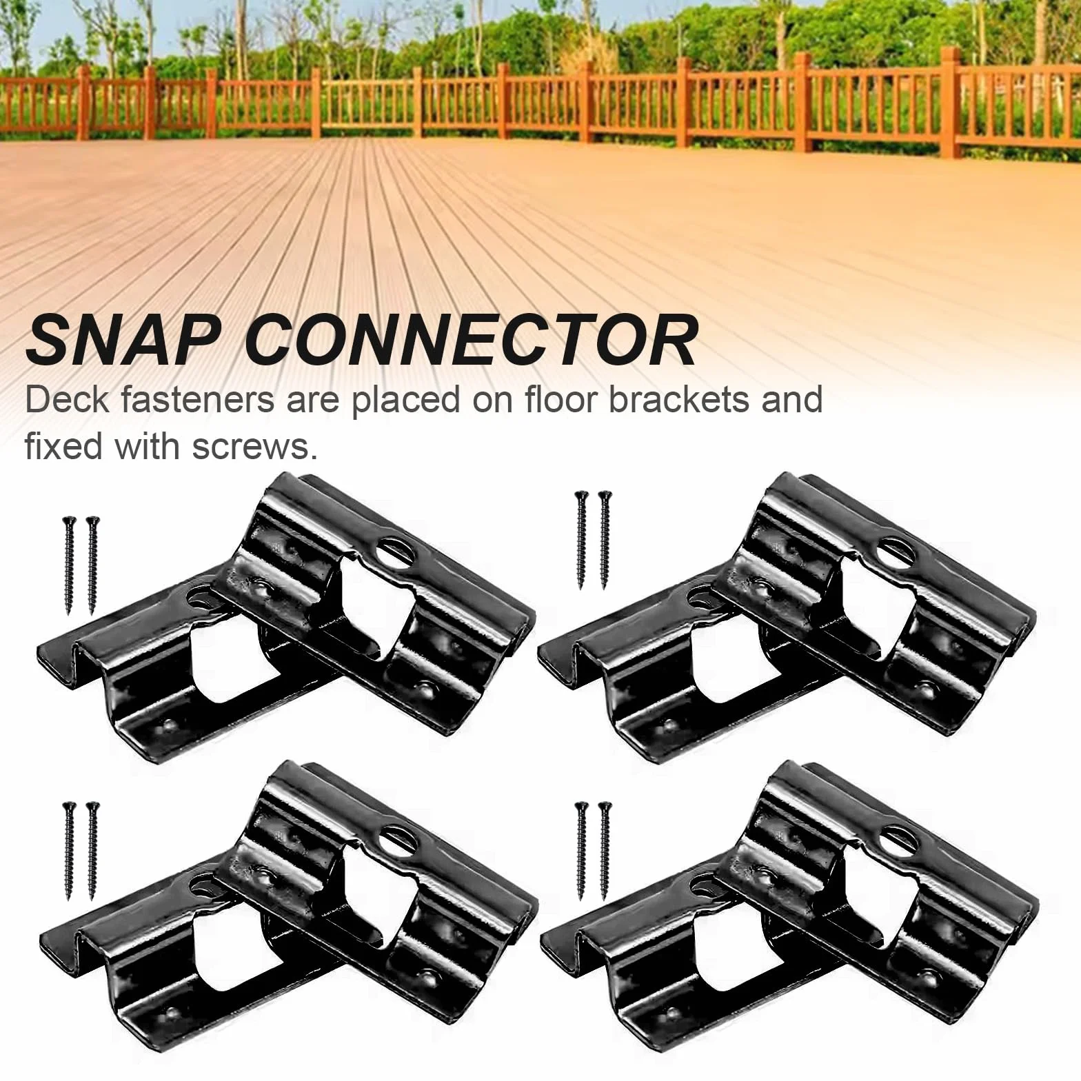 100 clips para terraza de acero inoxidable, en forma de U, clips de fijación con 100 tornillos para cierre de suelo de madera de bambú, rango de sujeción 6 mm/7 mm/8 mm/9 mm (negro 8 mm)