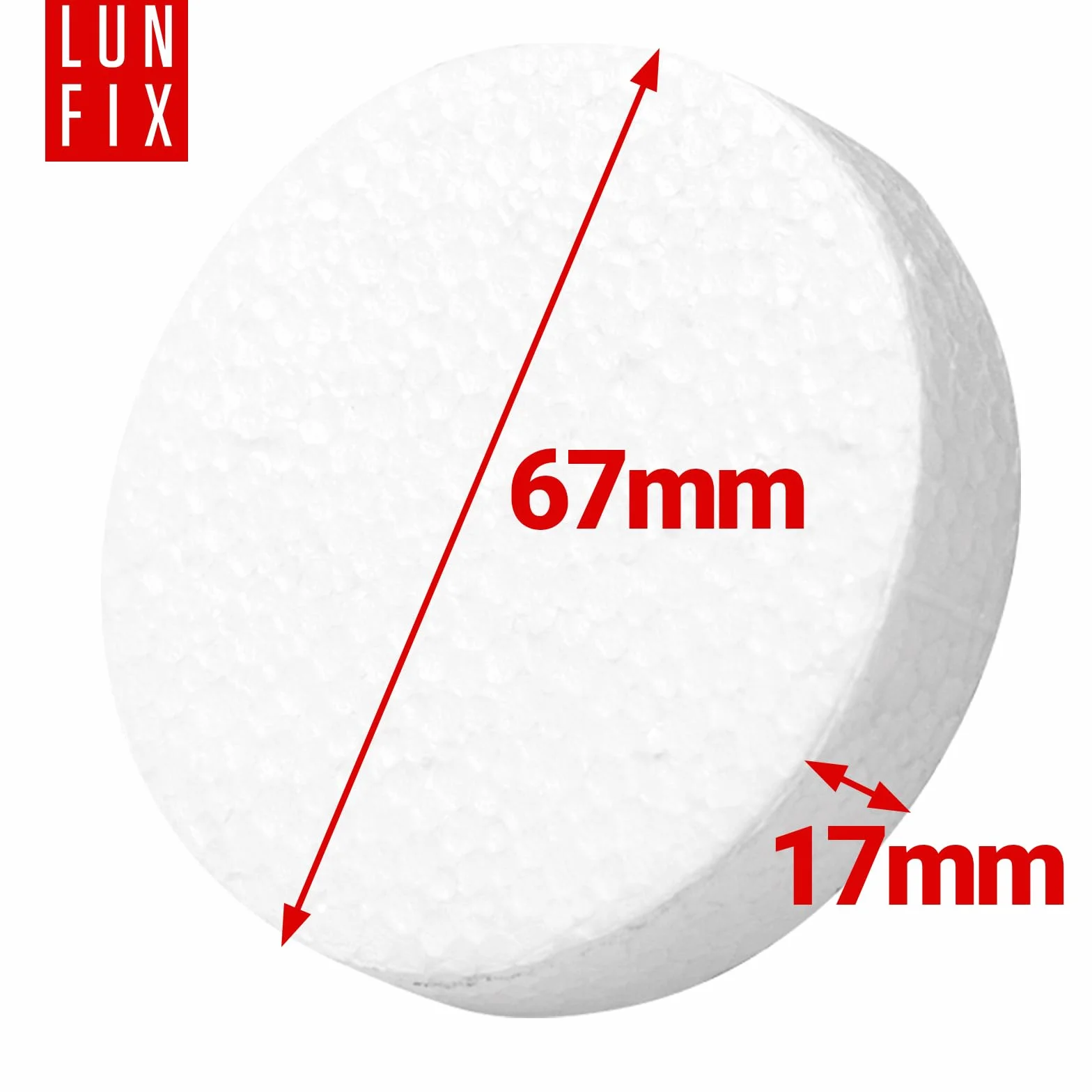 100 tapones de poliestireno expandido (EPS), diámetro de 67 x 17 mm, color blanco, para tacos aislantes, aislamiento en WDVS, apto para fresadoras, discos de poliestireno