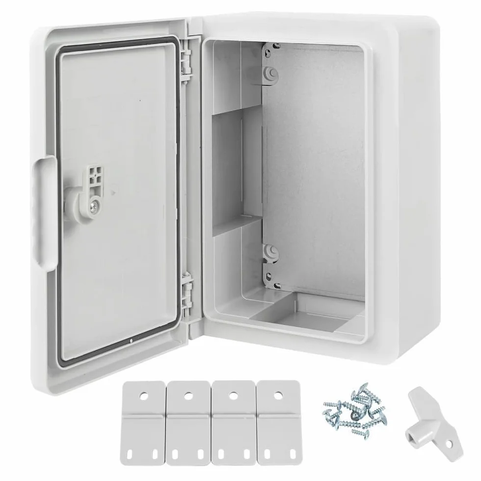 Armario de Distribución para Pared con Placa de Montaje Galvanizada, Caja Industrial de Control Vacía de Plástico ABS con Puerta Protección IP65, tamaño 200x300x130