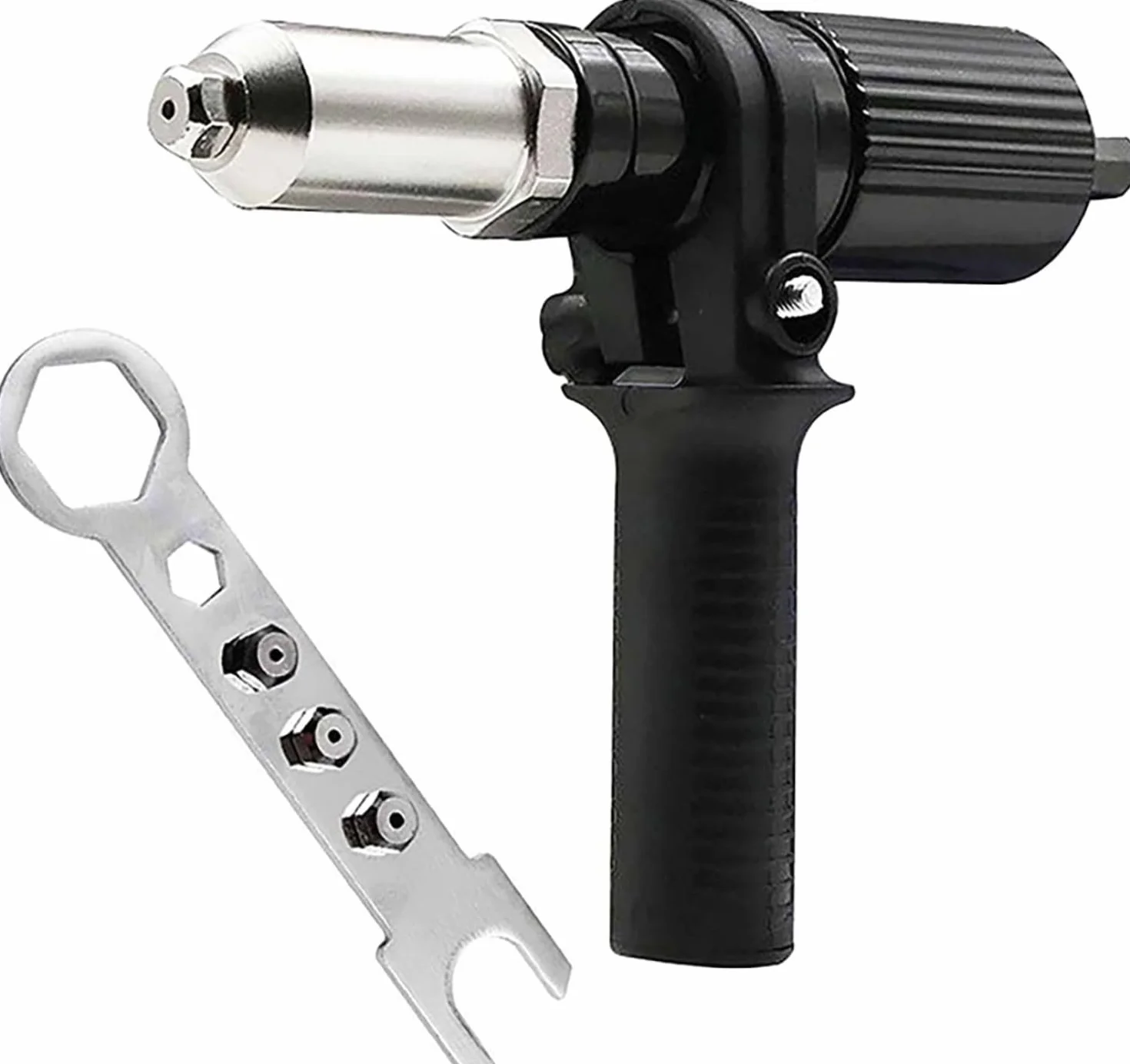 Adaptador de pistola de remache con mango de plástico extraíble, cabeza de pistola de remache eléctrica, accesorios de taladro de remache inalámbrico
