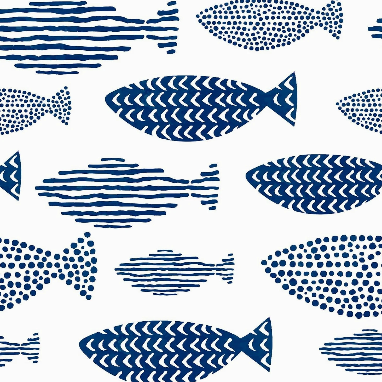 Papel Pintado Peces, 44.5 x 1000 cm Papel Pintado Trellis de peces del mundo submarino abstracto Indigo Blue Vinilo Adhesivo para Muebles,Libreria,Sala de Estar, Dormitorio,Baño,Cocina