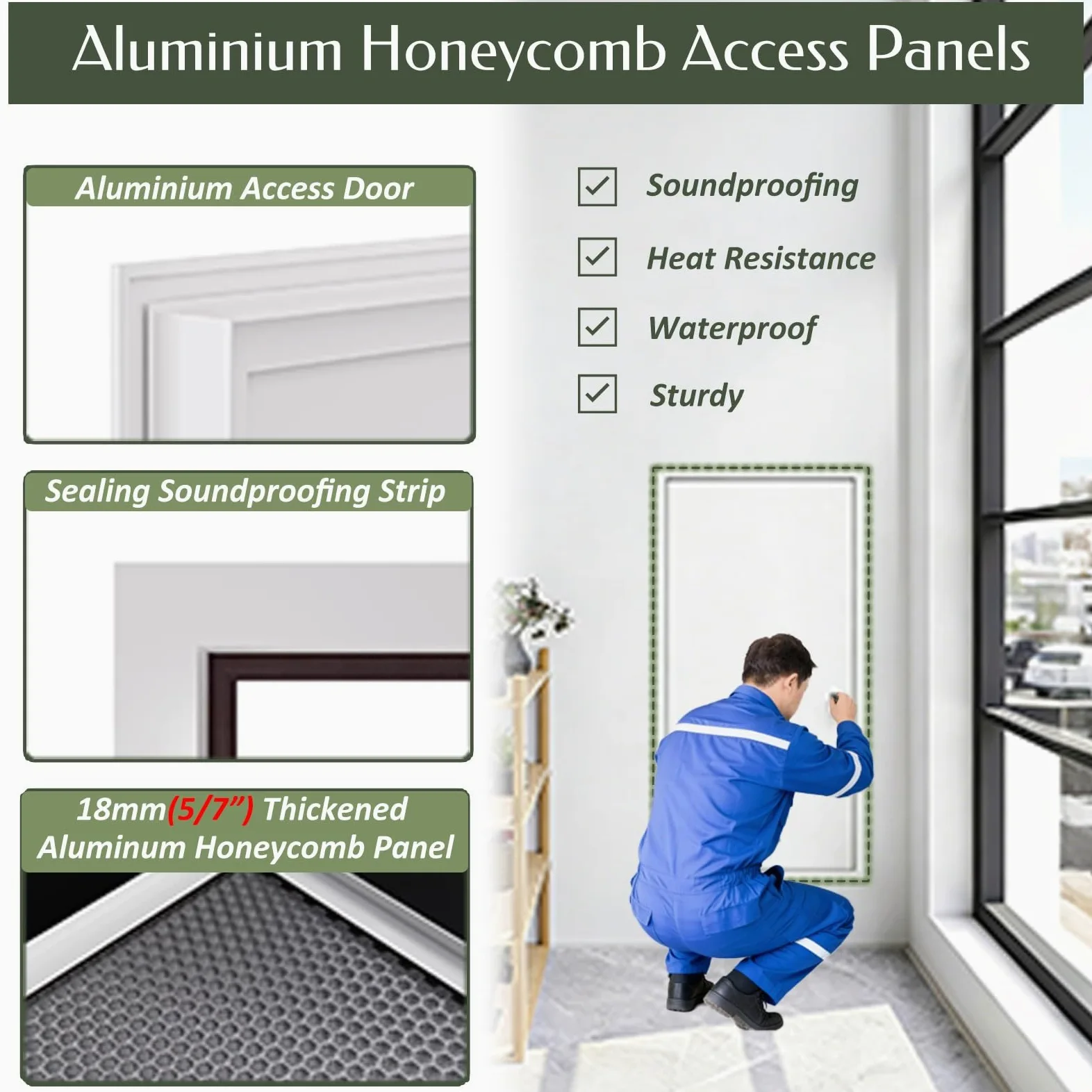 Trampilla Pladur Panel De Acceso De Aluminio Tipo Panal 30 40 50 60 Cm De Ancho, Insonorizado Y Resistente Al Calor, Puerta De Inspección con Cerradura para Plomería/Techo(40x110cm/16 x43)