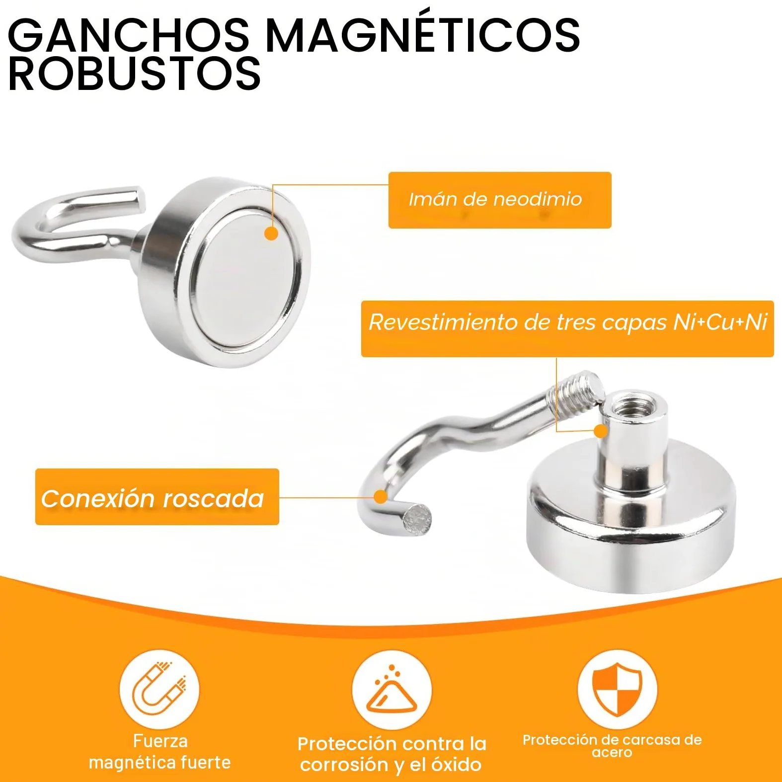 Swihorab Ganchos Magnéticos Neodimio - 28 Piezas Extrafuertes, 10 kg
