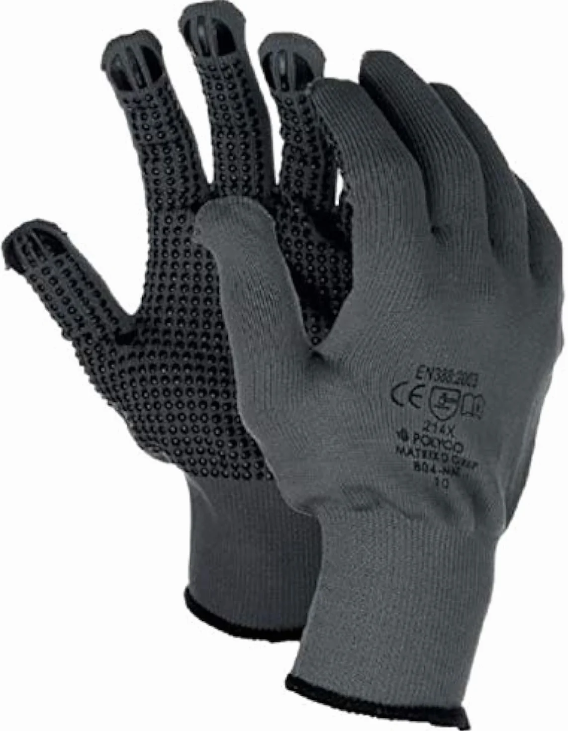 Polyco Guantes Matrix D Grip Gris, Talla S (7) - Paquete de 12