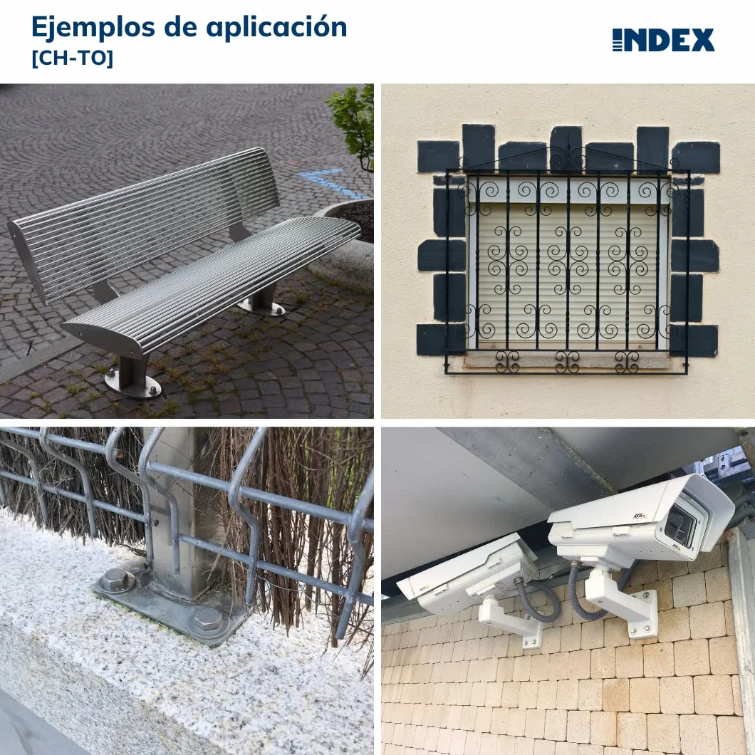 INDEX Fixing Systems CH-TO - Pack de 50 anclajes antigiro para cargas altas (recubrimiento cincado, tornillo hexagonal 6,8 mm, M10 x 100 mm, diámetro de 12 mm)