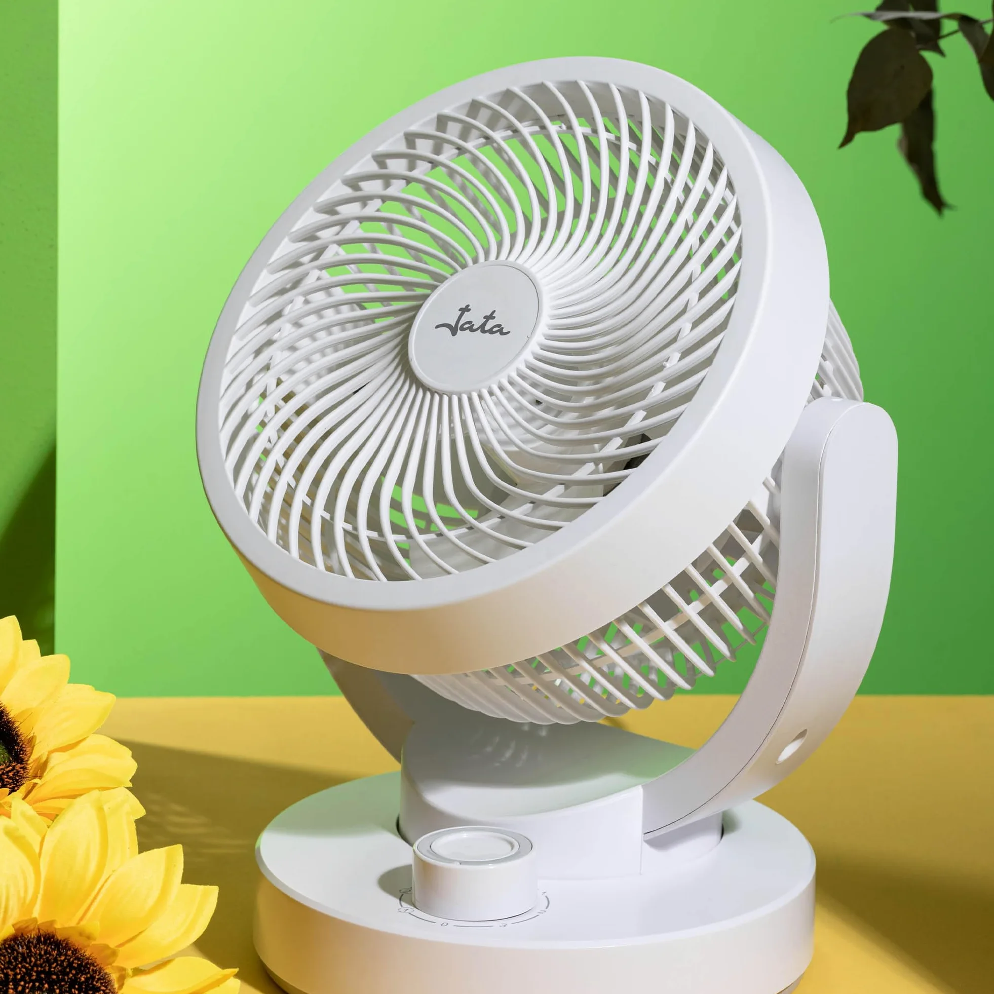 JATA JVCA1815 - Circulador de Aire Compacto 40 W, Ventilador Potente Silencioso, 3 Velocidades, Oscilación Automática, Cabezal Inclinable 90º, Alto Caudal 1444 m³/h