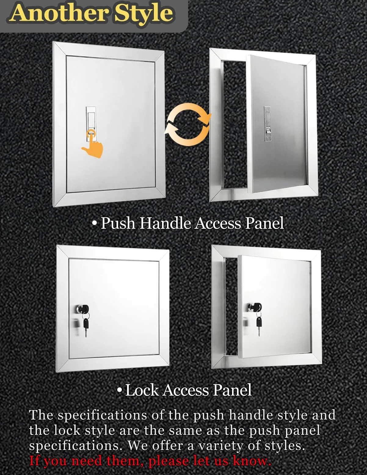 Trampilla Pladur Panel de acceso de acero inoxidable cepillado de 6 x 6 pulgadas, montaje universal empotrado para paneles de yeso, plomería y electricidad, color plateado.(15x25cm(6x10in))