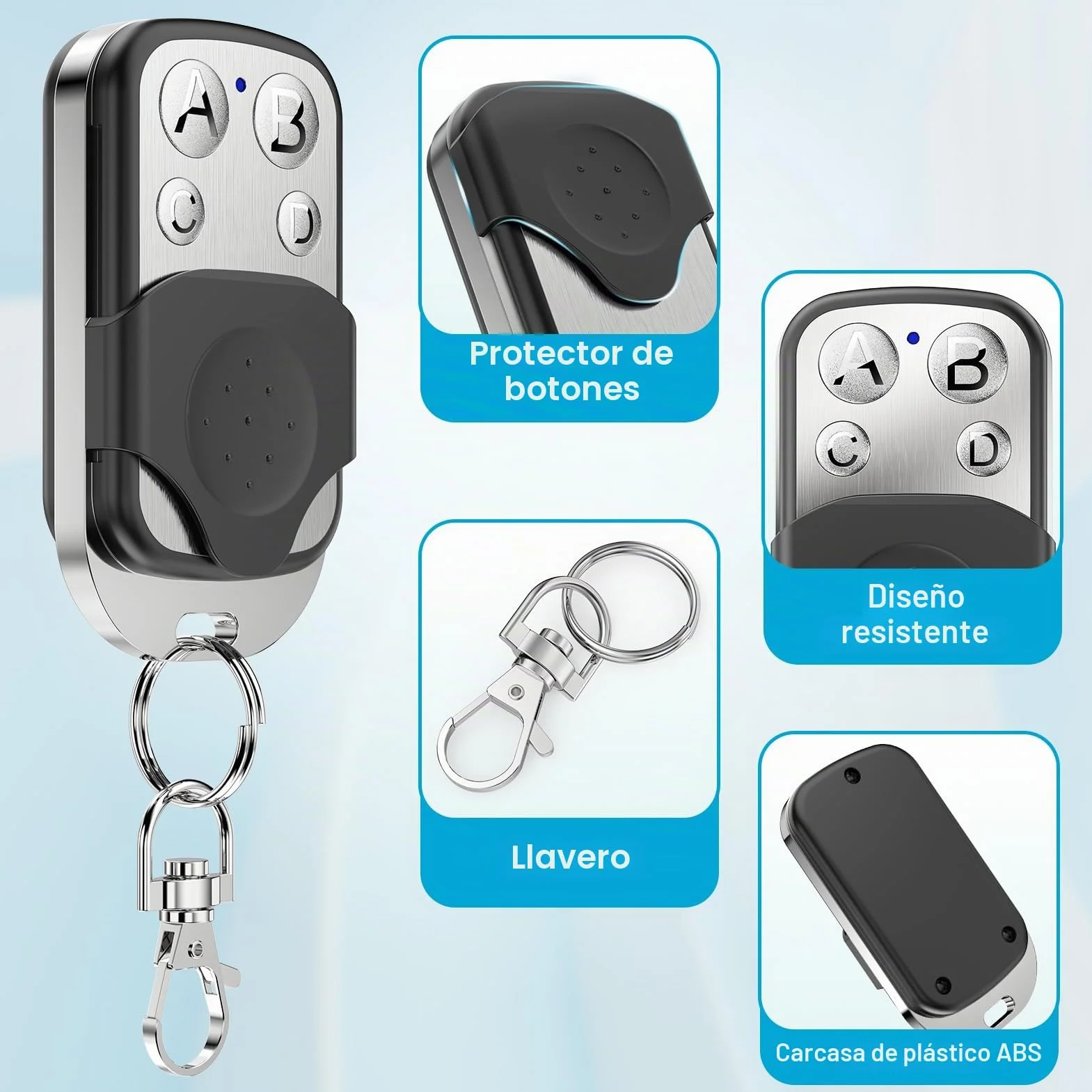 3Pcs Mando Garaje Universal 433Mhz, Mando a Distancia Clonador Puerta Garaje Codigo Fijo, Duplicador de Mandos de Garaje, Control Remoto Inalámbrico Automático para Puerta de Garaje