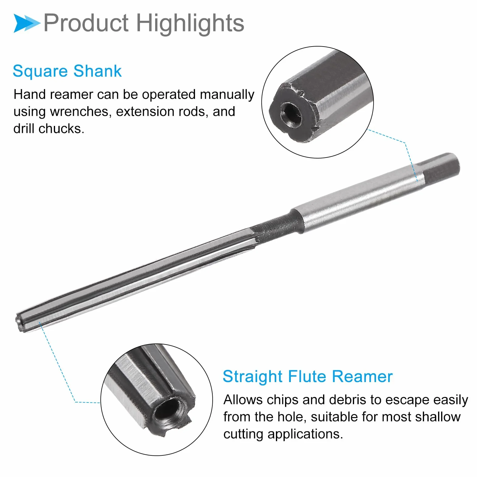 Escariador Manual 3 mm 6 Flautas H8 Acero Aleado Vástago Recto para Aluminio Hierro Cobre Plástico Madera