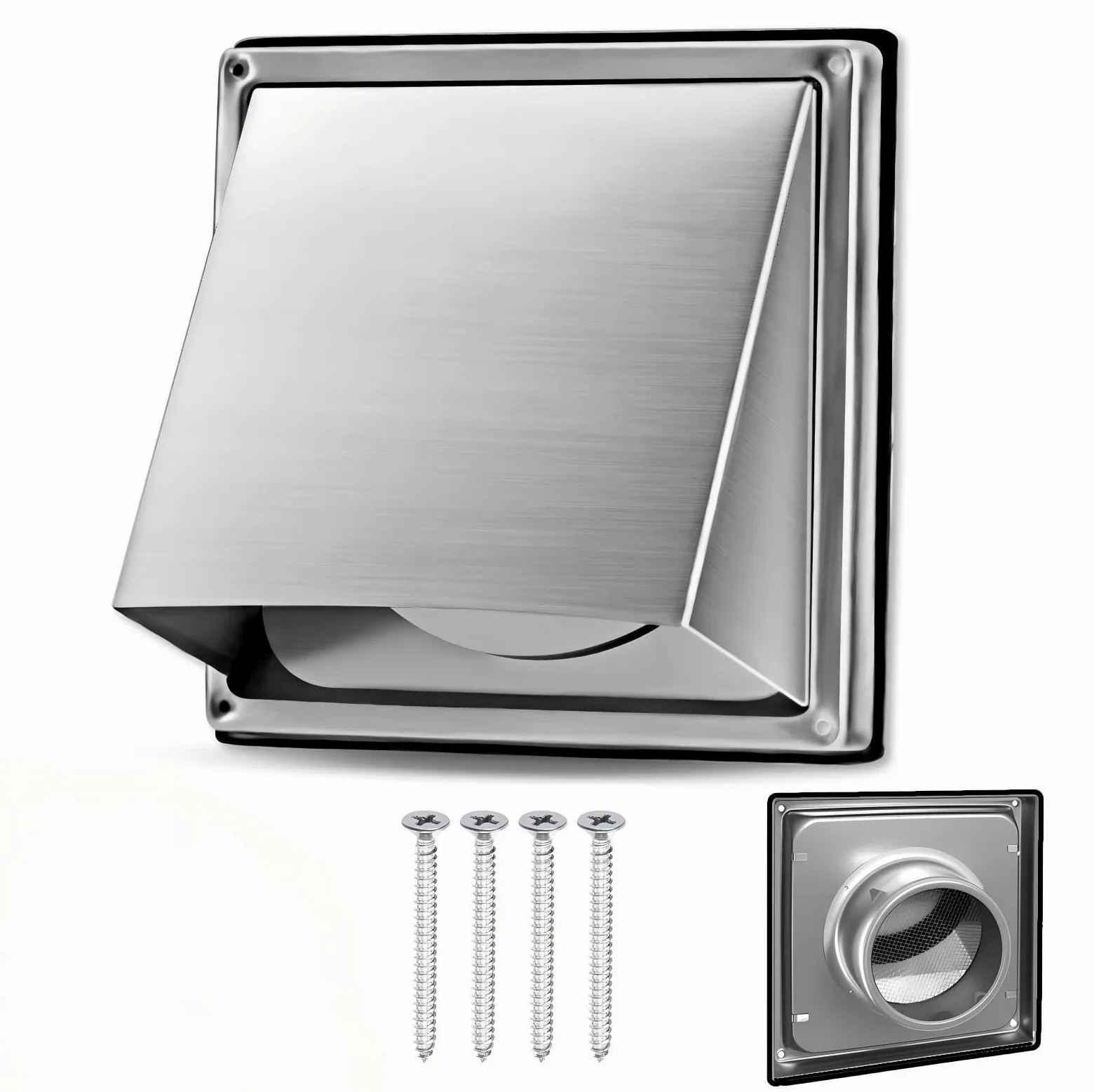 rejilla de ventilación de acero inoxidable de Φ150 mm, con red a prueba de insectos, rejilla de ventilación de conducto circular adecuada para conductos del sistema de ventilación mecánica