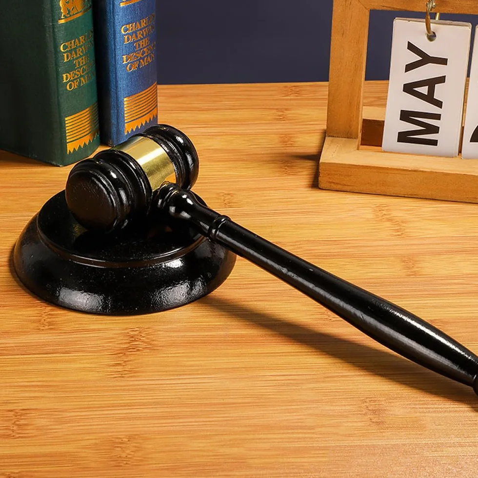 POFET Juego de mazo y Bloque, mazo de Madera con Acabado Antiguo Hecho a Mano y Bloque de Sonido de Martillo Redondo, jueces, Abogados, reuniones, subastas y Regalos
