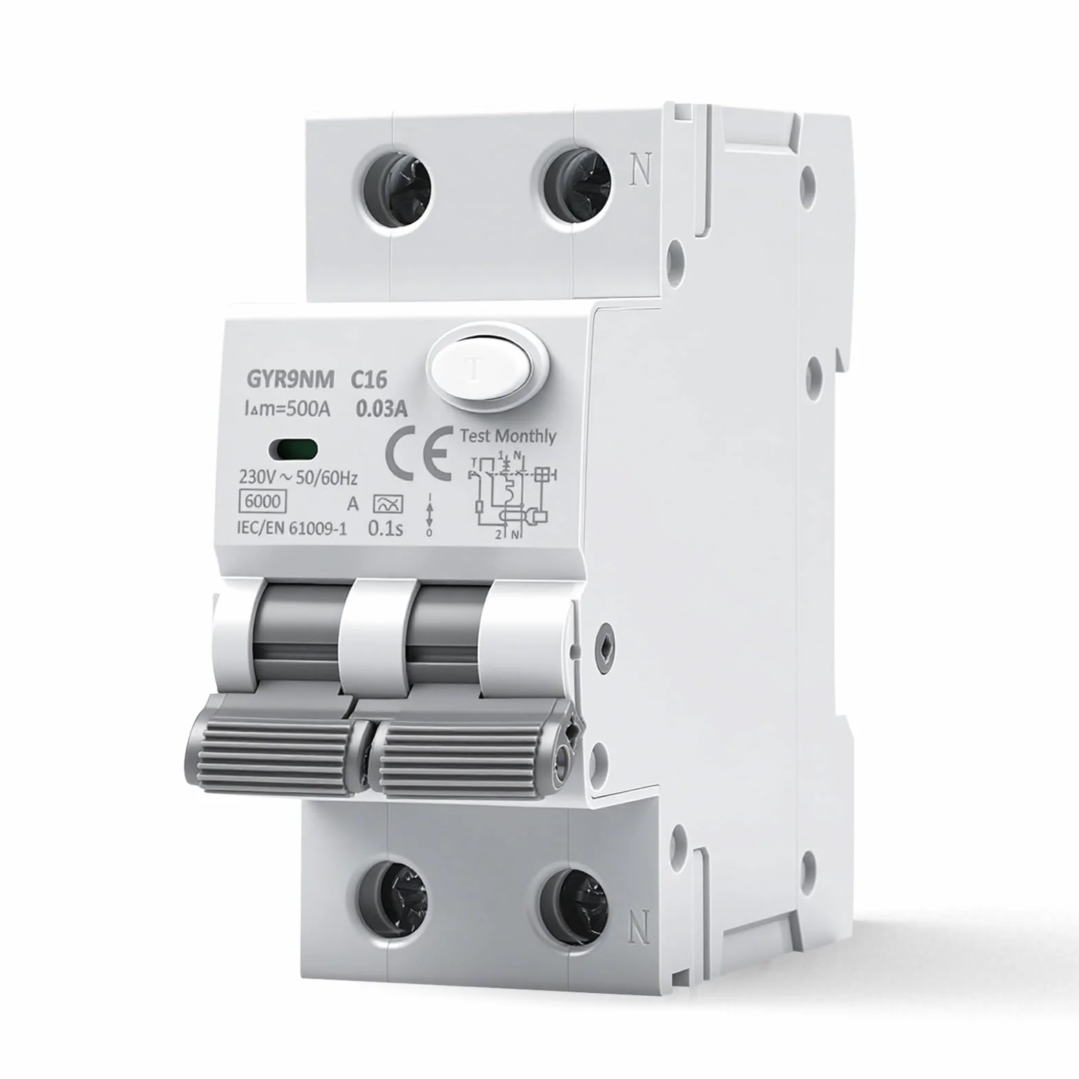 Jadeshay Disyuntor Diferencial RCBO 1P+N 16A 30mA Tipo A 230V Disyuntor Interruptor Magnetotérmico Diferencial con Protección contra Fugas de Corriente, Sobrecargas y Cortocircuitos