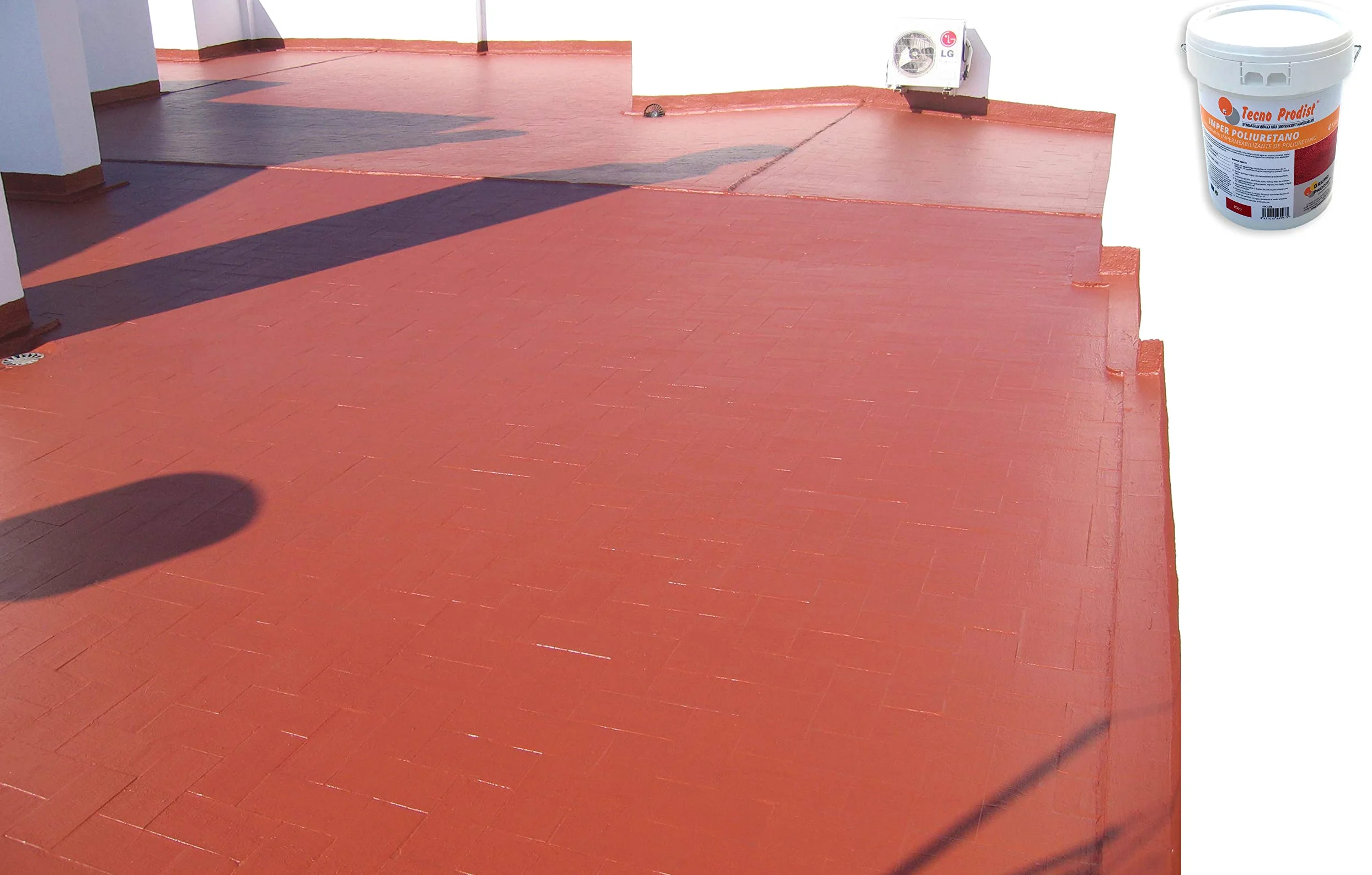 Tecno Prodist IMPER POLIURETANO (4 Kg) ROJO TEJA Membrana de Poliuretano Impermeabilizante para Terrazas muy elástica - Durabilidad y resistencia a la intemperie (A Rodillo o brocha)