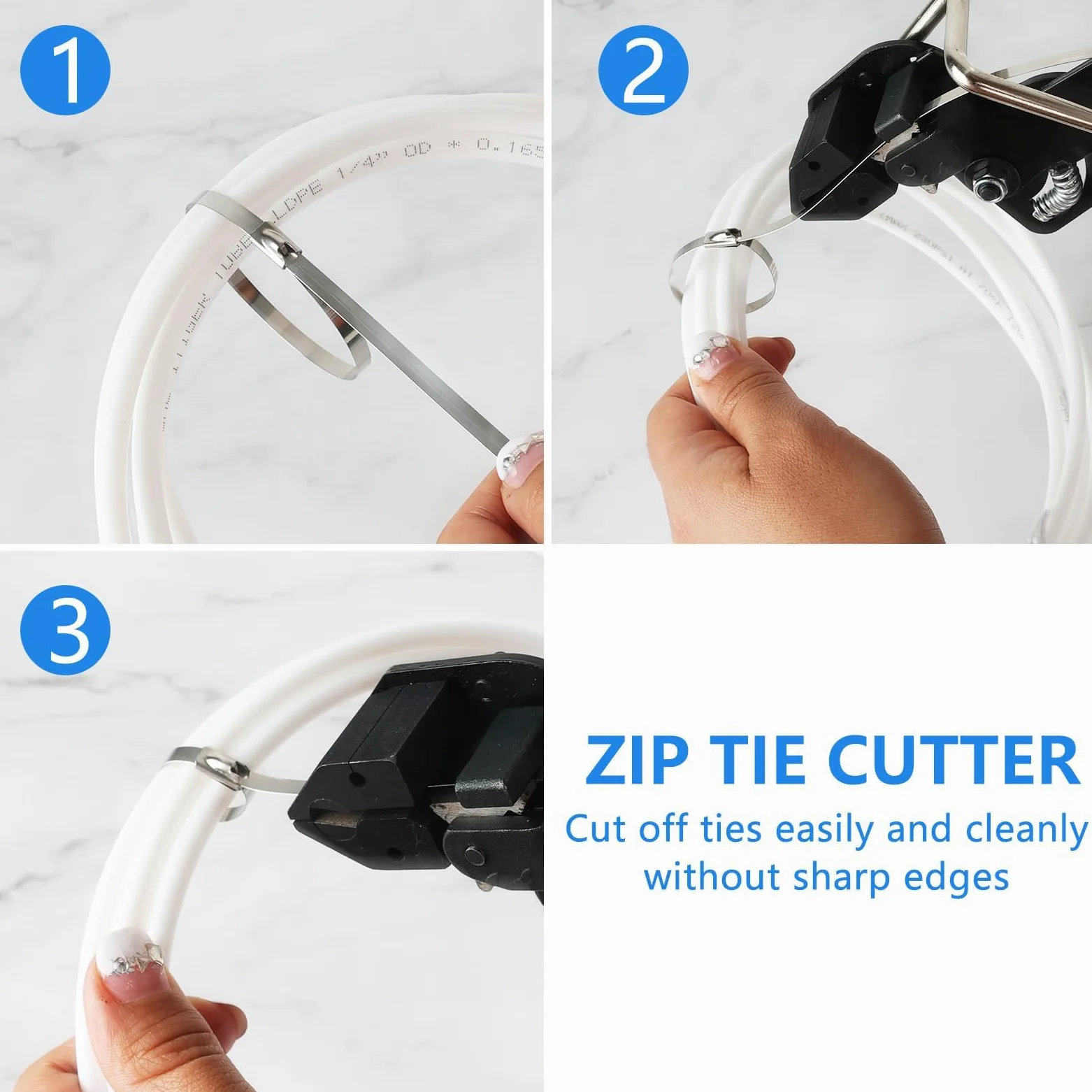 200 Piezas Kit Bridas Metálicas de Acero Inoxidable 304 + Alicate para Bridas de Cables, Abrazaderas Metálicas, Herramienta de Tensión y Corte, Pistola para Sujetacables para Tubos y Cable Acero