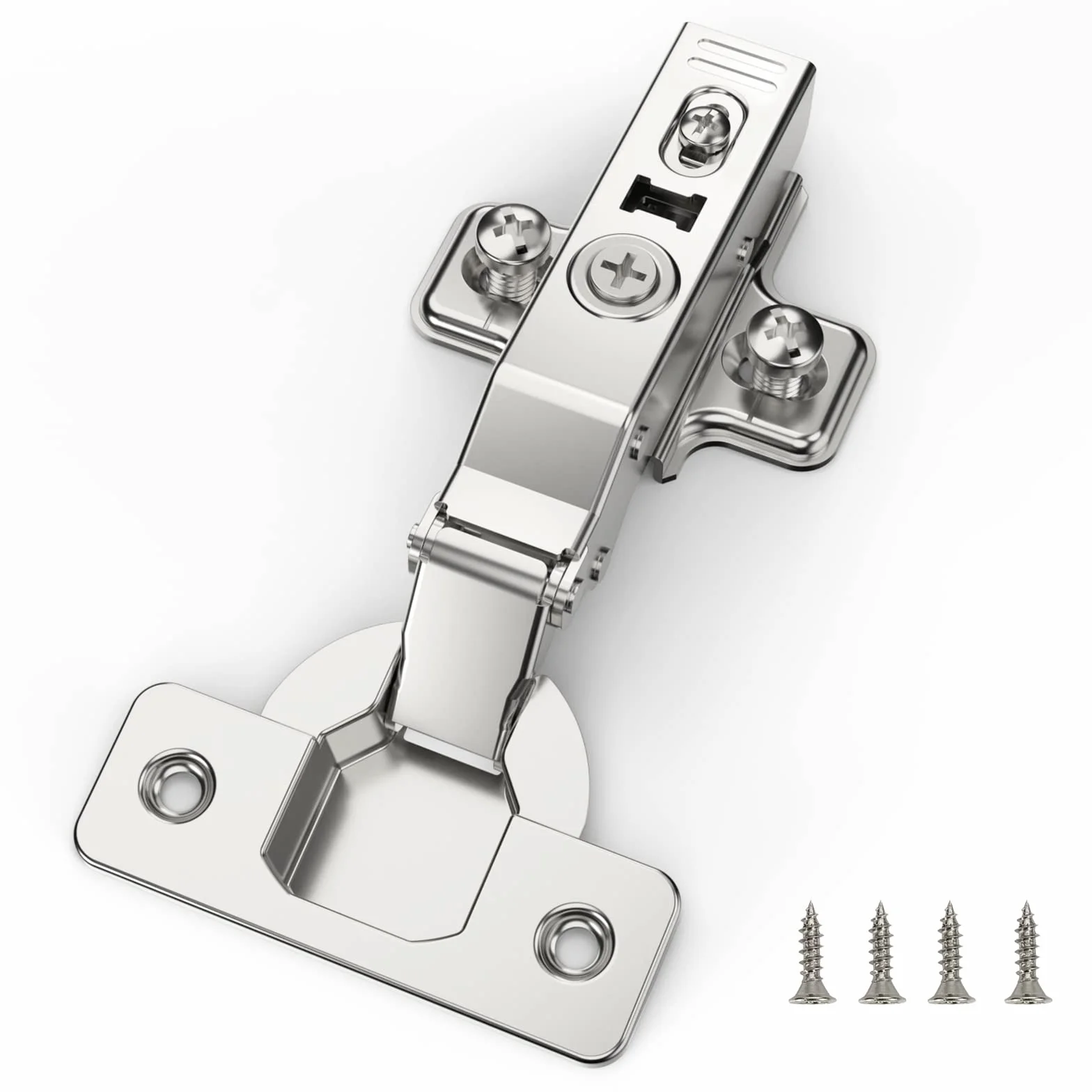 Furniware 2 piezas de bisagras de gabinete, Totalmente Solapado Bisagras Estándar Distancia del agujero 45 mm con resorte hidráulico Bisagras de gabinete de cocina de cierre suave perfecto