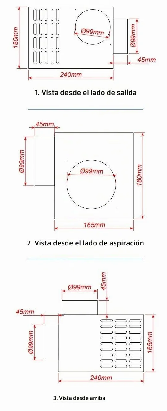 Distribución de Aire Caliente para Chimenea, Ventilador de Turbina AN0.5, 100 mm, 200 m3/h, Tamaño Compacto