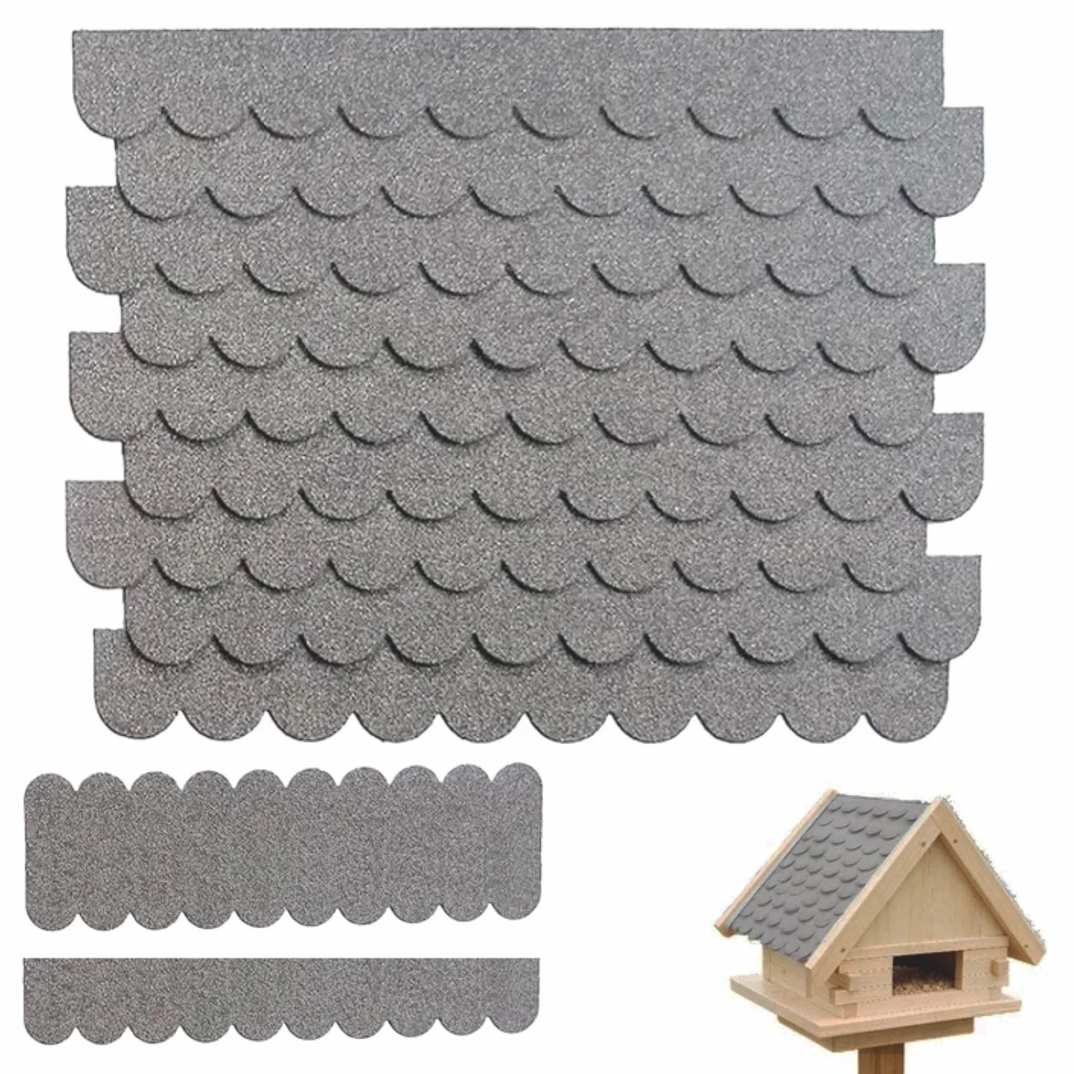 21 Piezas Tejas Bituminosas Autoadhesivas, Mini Juego De Tejas De Fieltro Impermeables, Para Casas De Pájaros, Techos De Buzones, Hotel De Insectos(Gris,30×5 CM/30×11 CM)