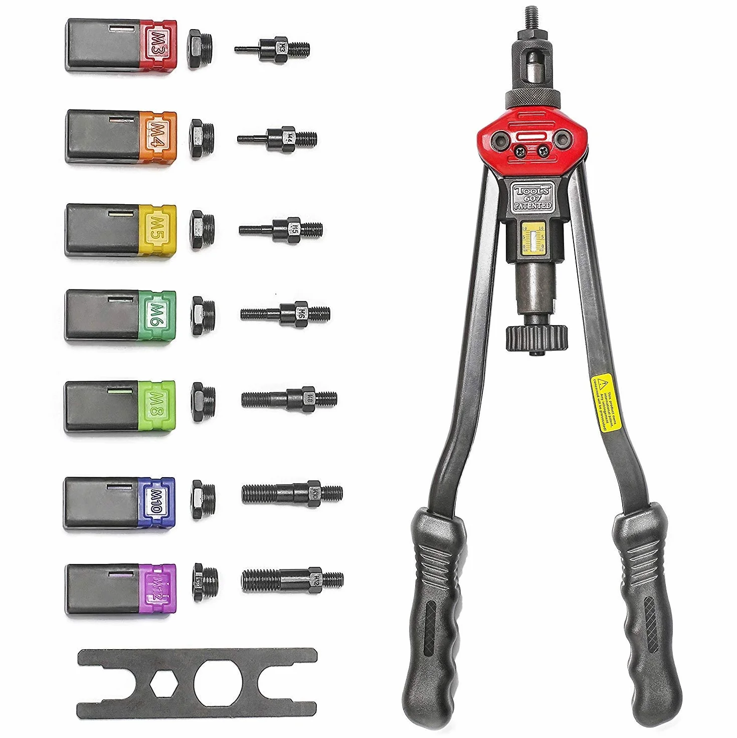 Remachadora manual BT607, pistola remachadora, herramientas para remachar con sistema de ajuste a tuerca, de 440 mm, M3, M4, M5,M6,M8, M10, M12
