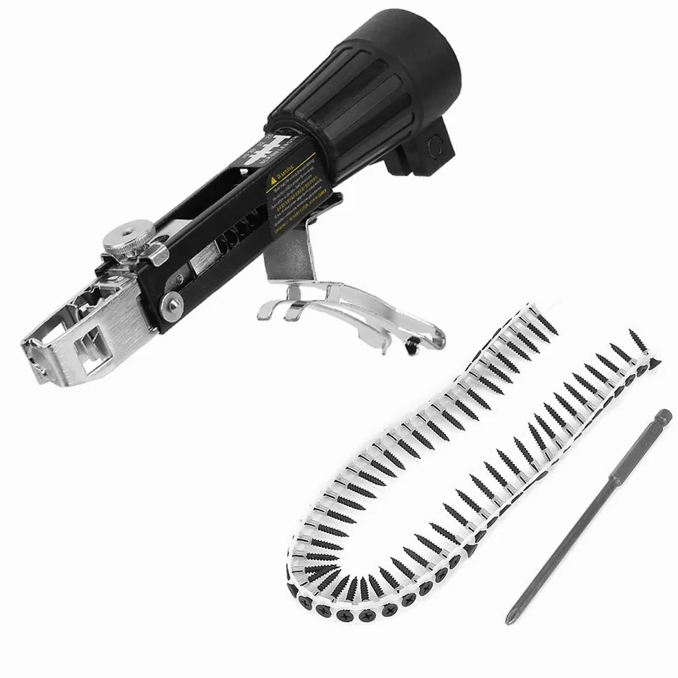 Cadena de Pistola de Clavos de Metal con Cabeza de Destornillador 3 Piezas, Cadena de Taladro, Taladro eléctrico automático para Pistola de Clavos