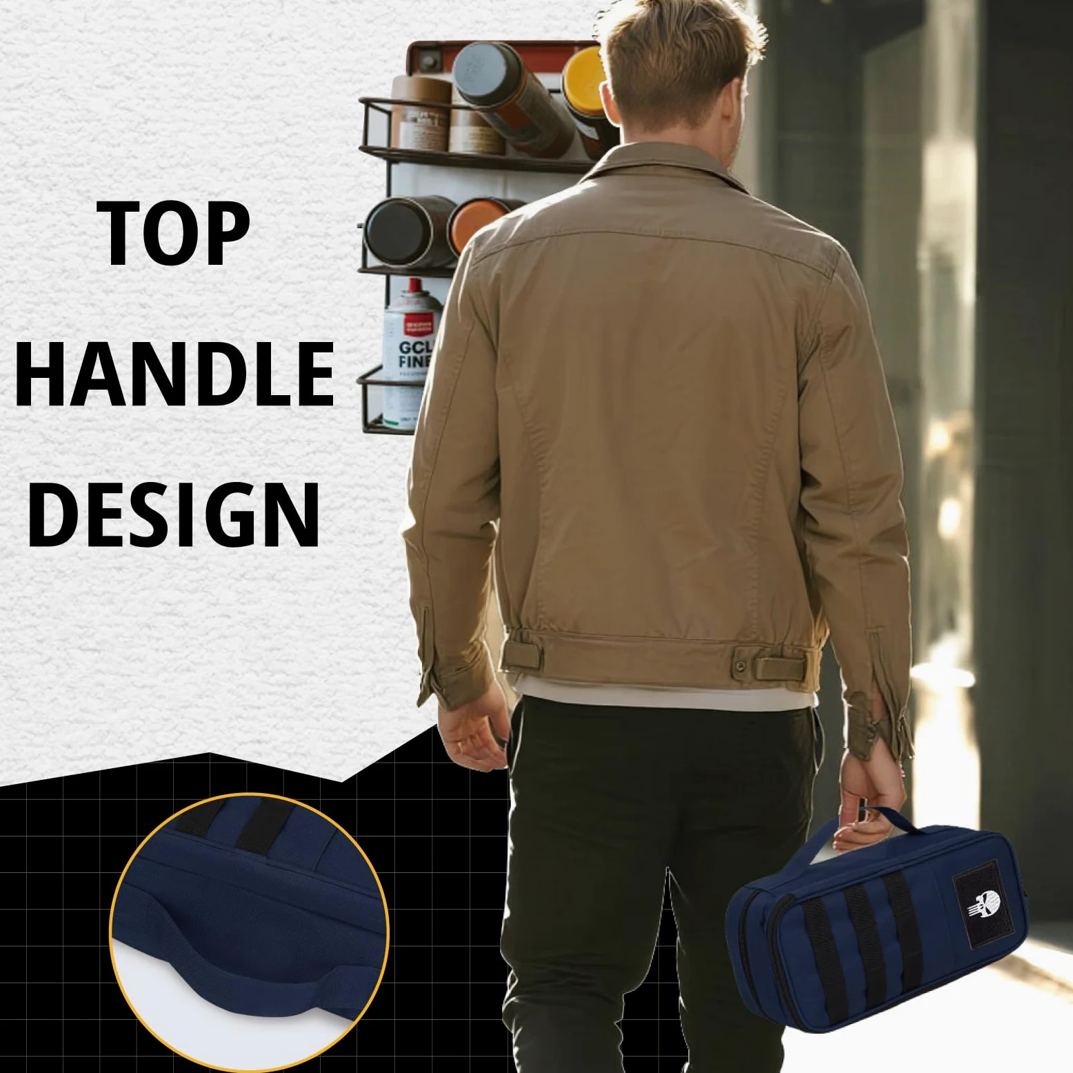 Bolsa de herramientas táctica para hombre – Organizador multiusos resistente al agua con gran apertura y cremallera, caja de herramientas pequeña y duradera para reparaciones, carpinteros y manitas