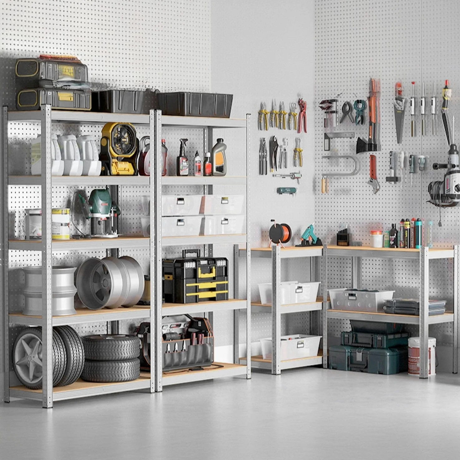 7H Seven House - Estantería Modular Almacenaje (Pack 2), Acero Galvanizado y MDF Antihumedad, Hogar, Trastero, Garaje, 5 Baldas Ajustables, Carga Máxima 875Kg, 90x40x180cm (Largo x Ancho x Alto)