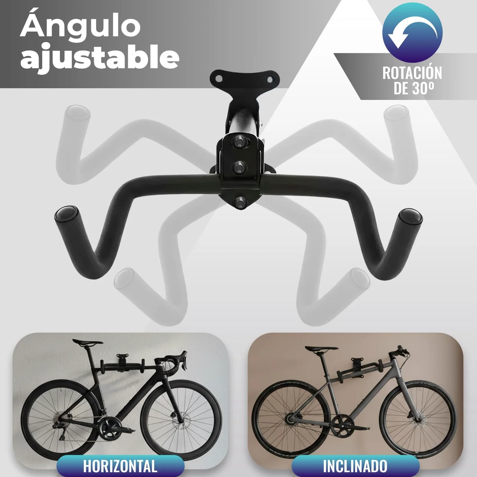 Soporte Pared Bicicleta De Forma Horizontal, Incluye Plantilla e Instruciones De Montaje. Soporte pared bicicleta Ajustable