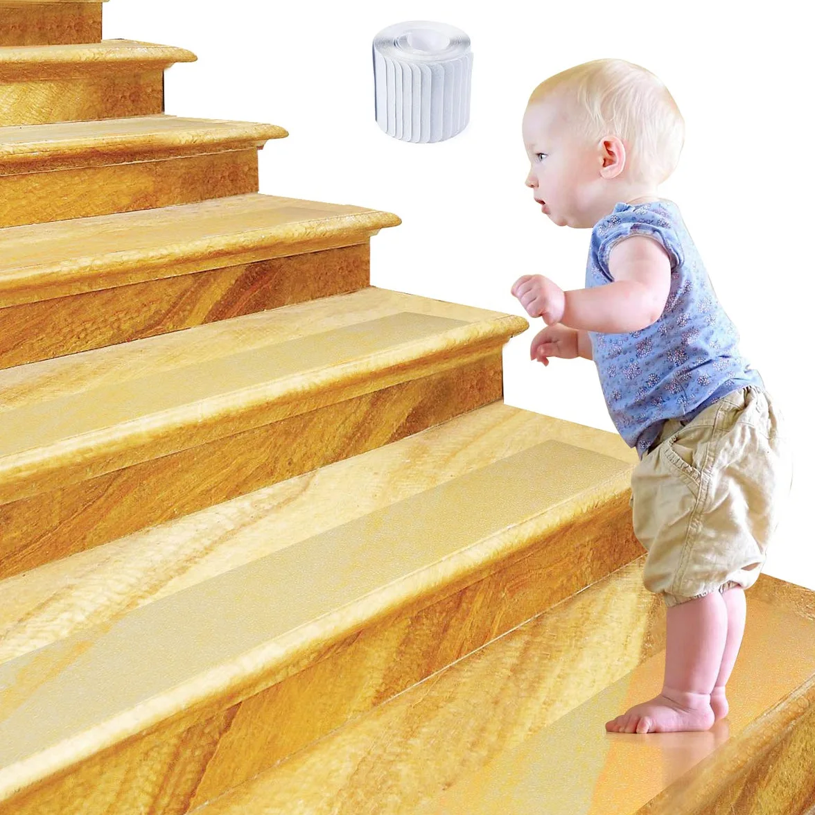 ONTWIE Adhesiva Antideslizante para Escaleras Transparente 15 Tira, 10 X 60CM Tiras Antideslizantes Autoadhesivas - Seguridad en el Hogar y al Aire Libre para Bebés, Niños, Adultos Mayores, Mascotas