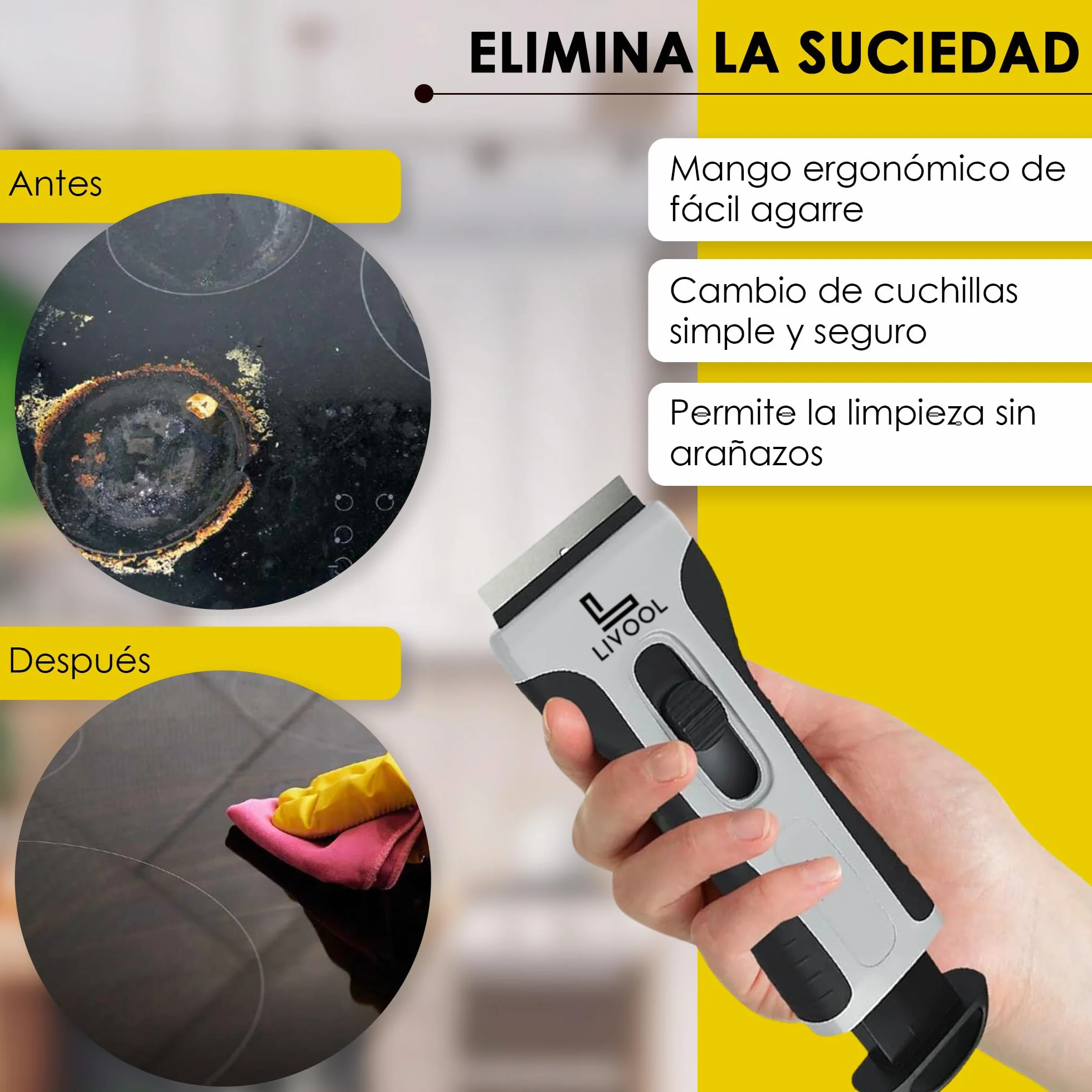️ Rasqueta Vitroceramica Profesional + 10 Cuchillas | Rascador Vitroceramica | Cuchilla Limpia Cristales y Vitroceramica | Raspador Vitroceramica Inducción.