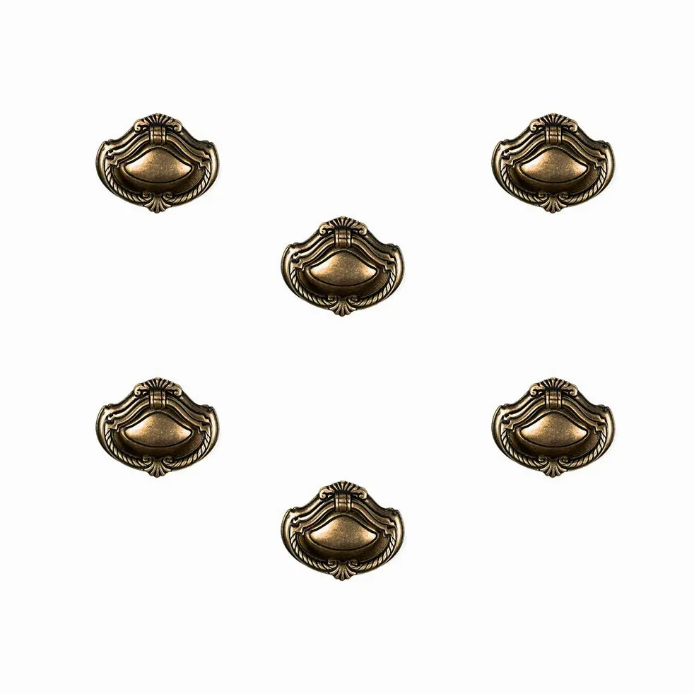 6 Un. TIRADOR Anilla bronce envejecido para Mueble 54x40MM