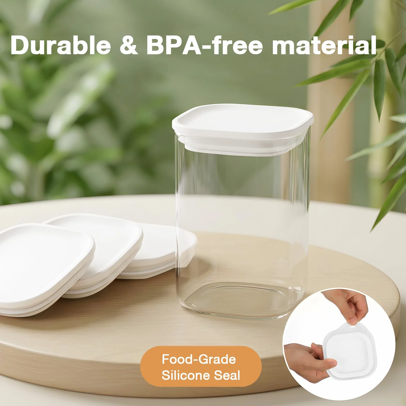 Cozary Tarros de Cristal con Tapa Hermética 4 pcs 1100ML, Botes de Cristal sin BPA, Frascos de Vidrio Aptos Lavavajillas, Botes Cocina Almacenaje para Pasta, Café, Arroz