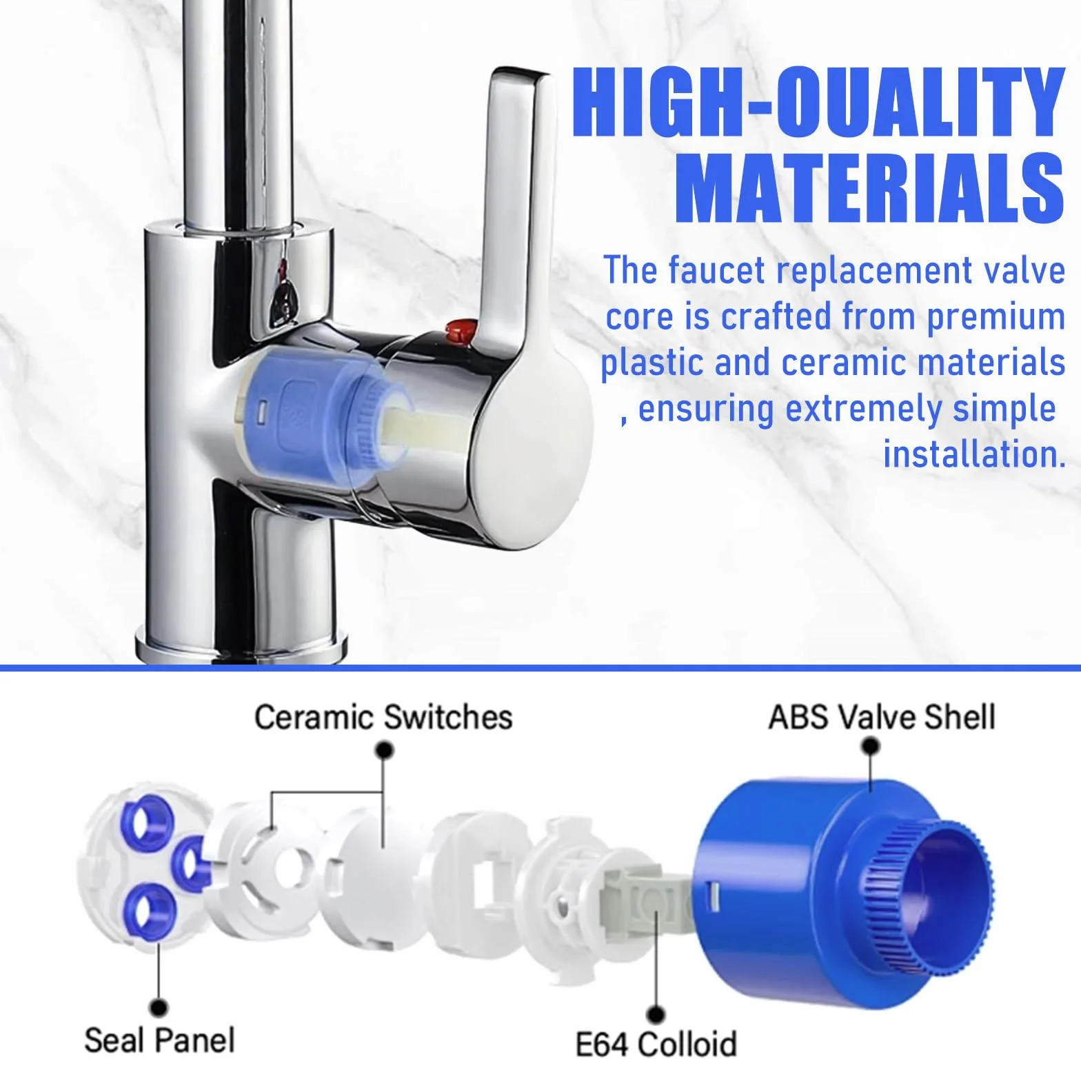 4 Piezas Cartucho de Cerámica para Grifo 35mm Cartuchos Grifos de Cerámica Fácil de Instalar Fuerte Resistente Cartucho Ceramico per Grifo para Reparación de Grifos Agua Cocina Ducha Lavabo