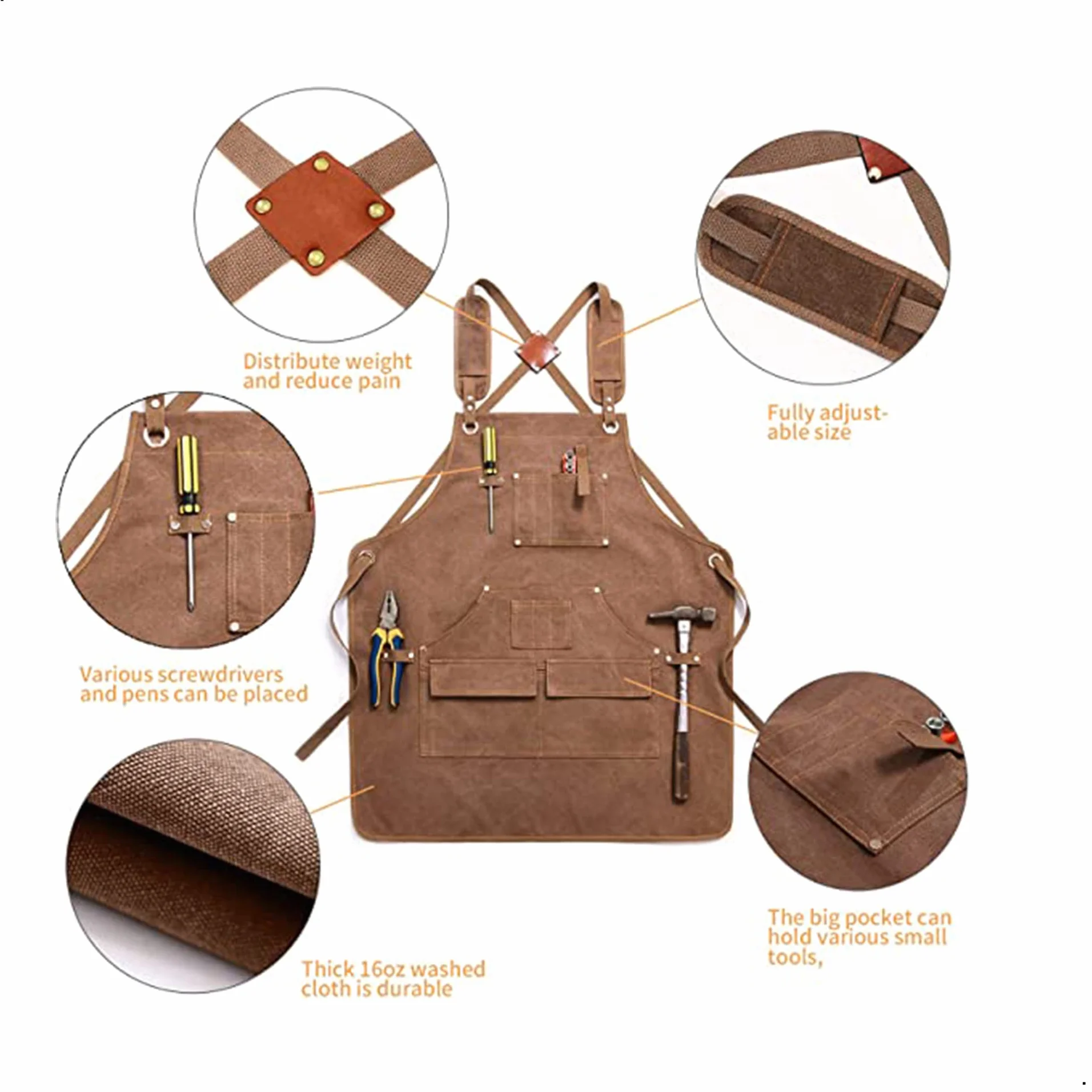 Delantal para Carpintero,Delantal de Trabajo con Bolsillos,Delantal Vaquera Hombre Delantales Barbacoa Lona Vaquera Para Hombres, Ajustable de M a XXL para Carpintería Soldadura Mujer Hombre