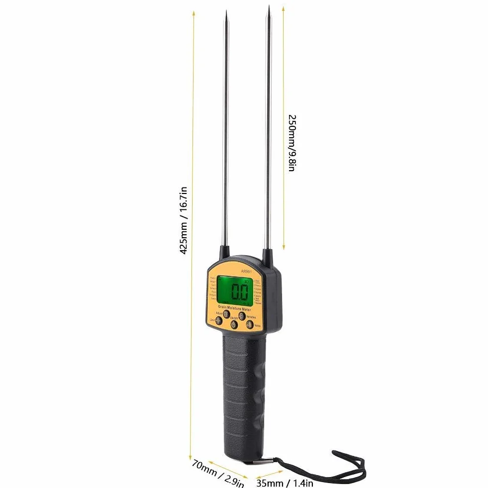 Medidor de Humedad de Grano Digital con Pantalla LCD AR991 Analizador del Higrómetro para Hogar Jardín Planta Granja y Césped